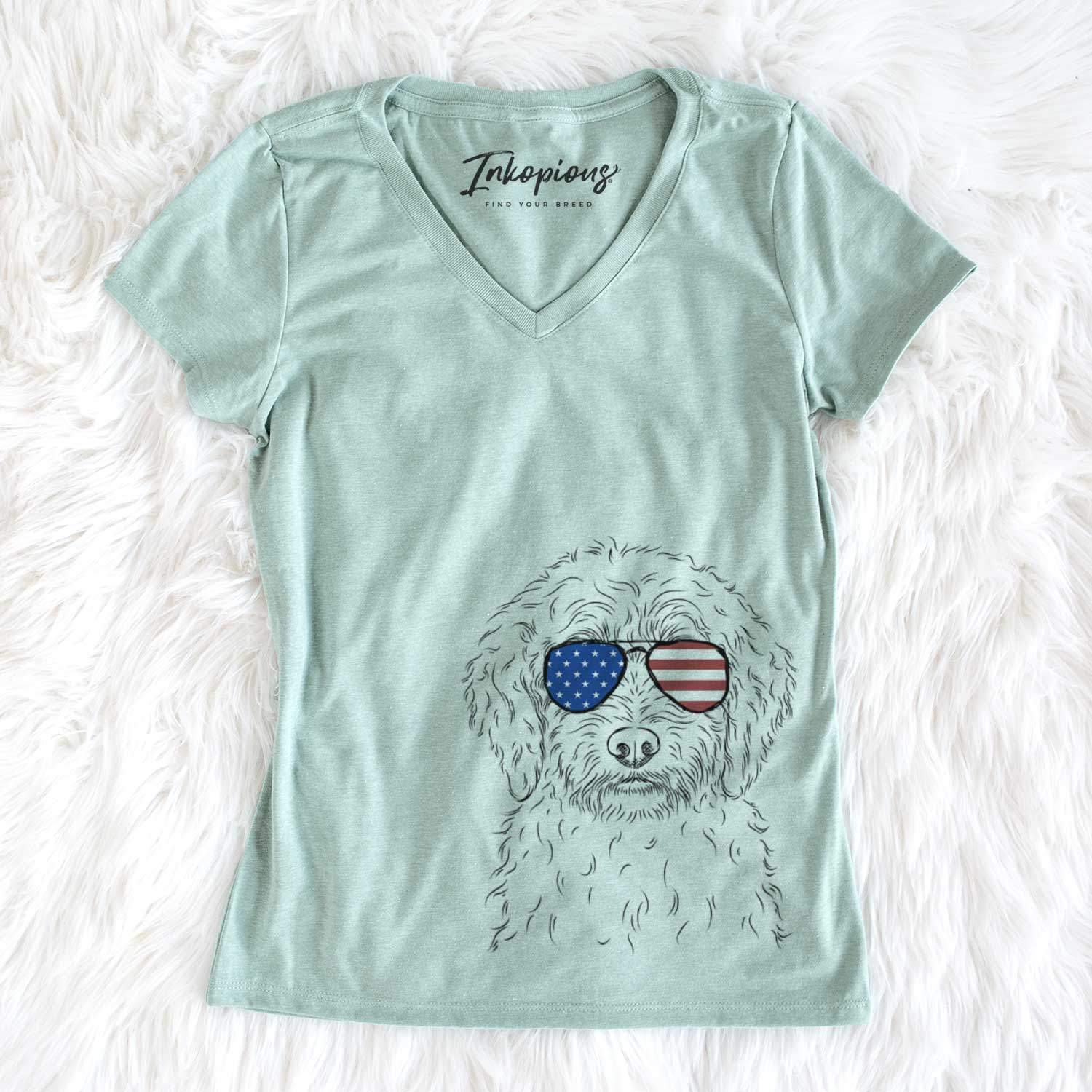 USA Teddy the Labradoodle - Women's Perfect V-neck Shirt