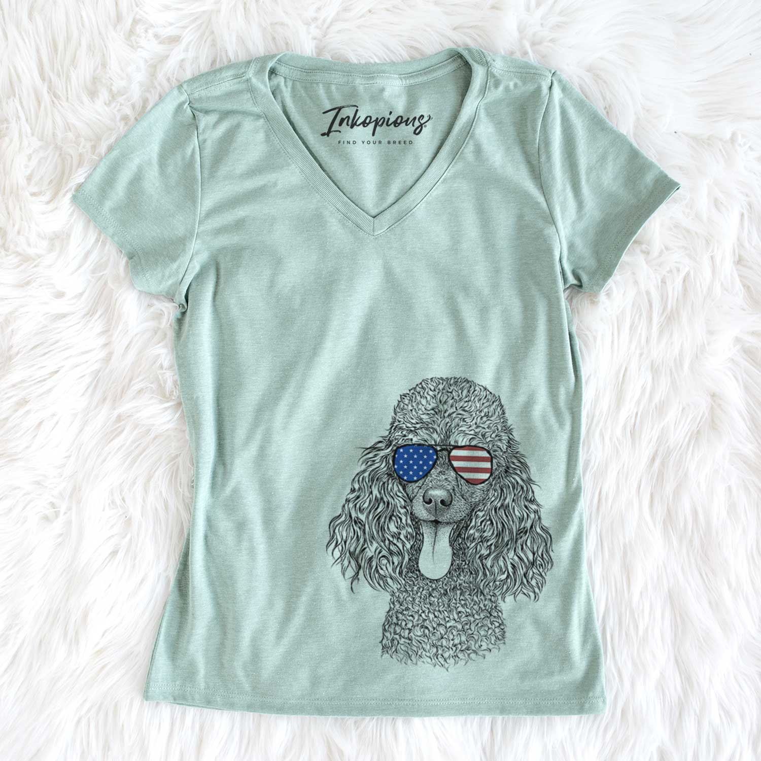 USA Teddy the Mini Poodle - Women's Perfect V-neck Shirt