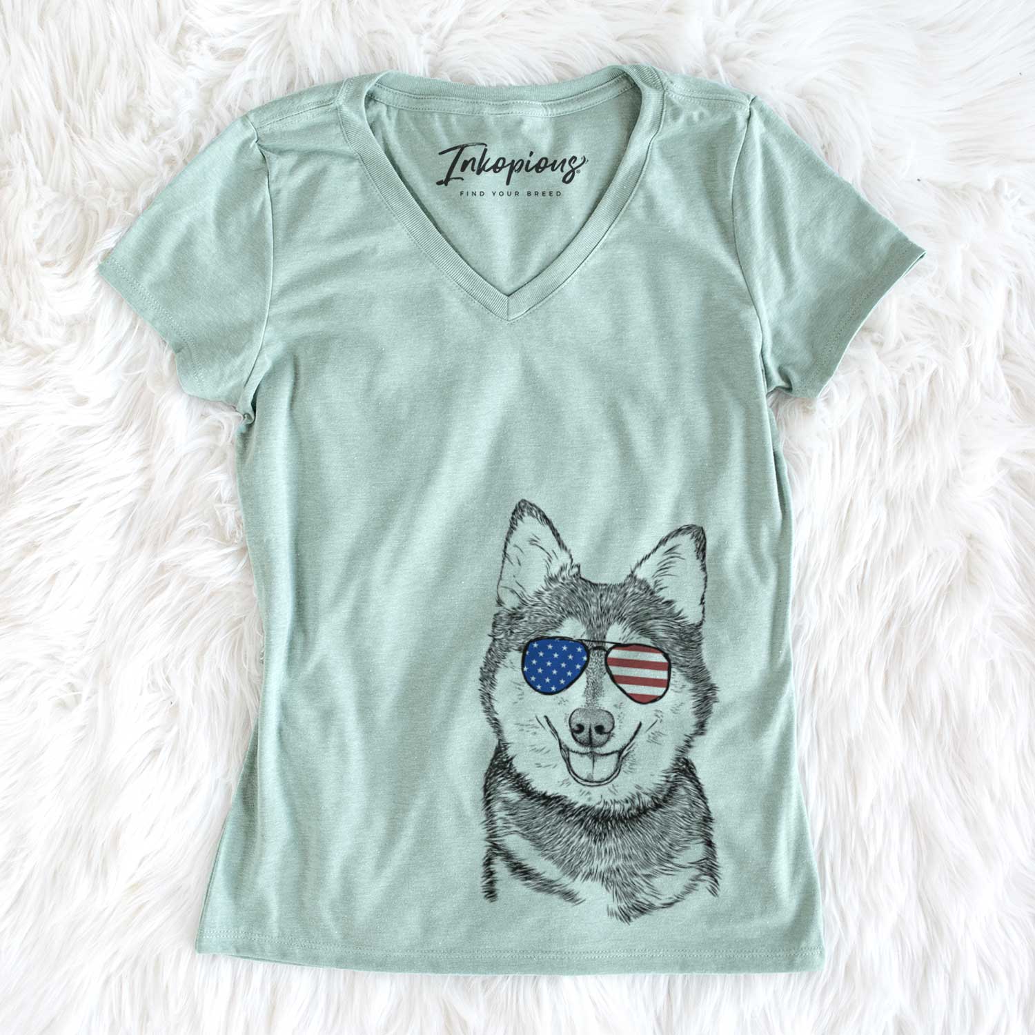 USA Tellie the Alaskan Klee Kai - Women's Perfect V-neck Shirt