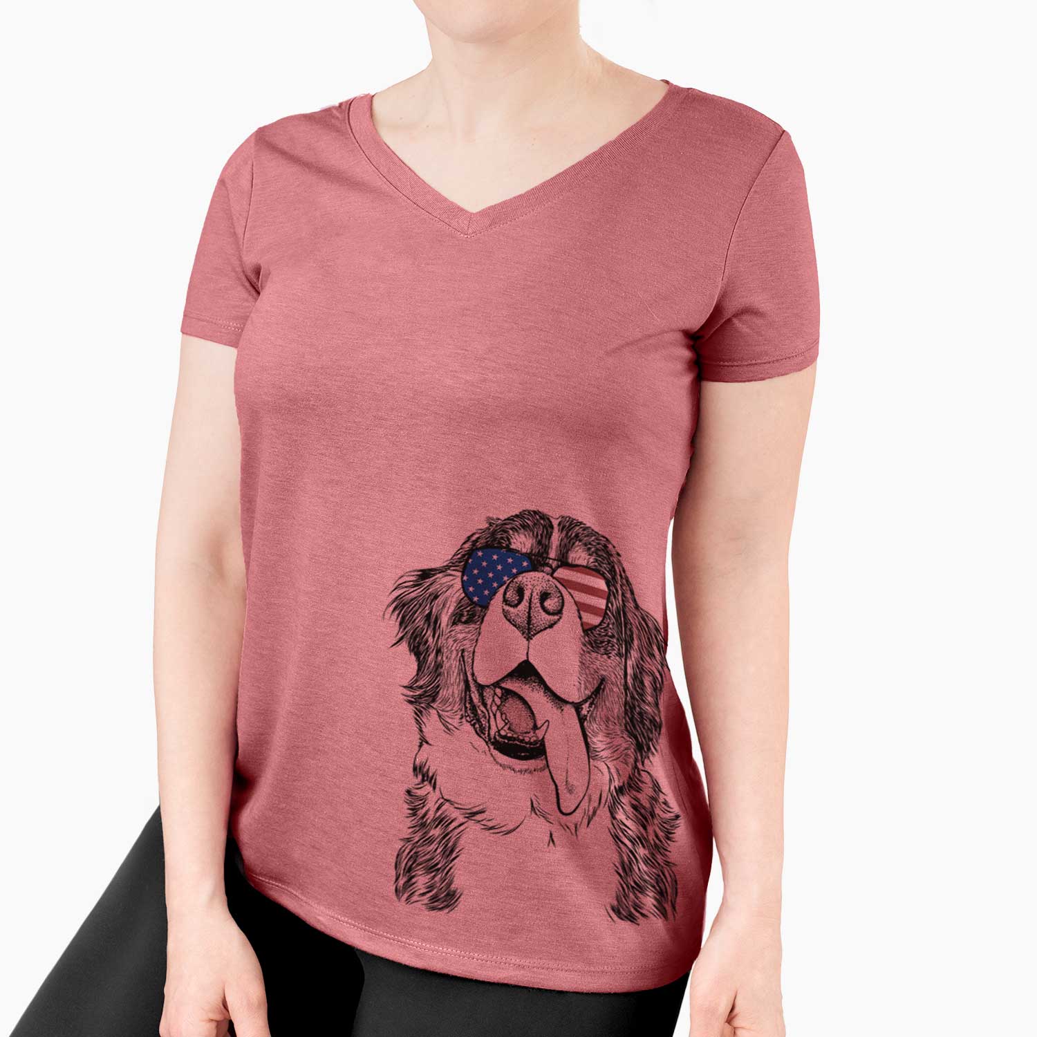 USA Theo the Bernese Mountain Dog - Women's Perfect V-neck Shirt