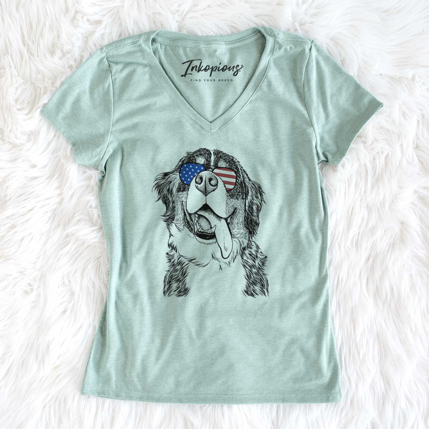 USA Theo the Bernese Mountain Dog - Women's Perfect V-neck Shirt