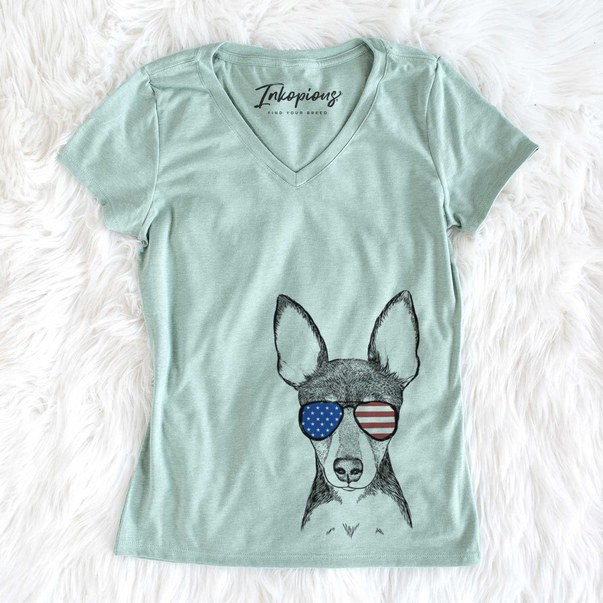 USA Tiny the Toy Fox Terrier - Women's Perfect V-neck Shirt
