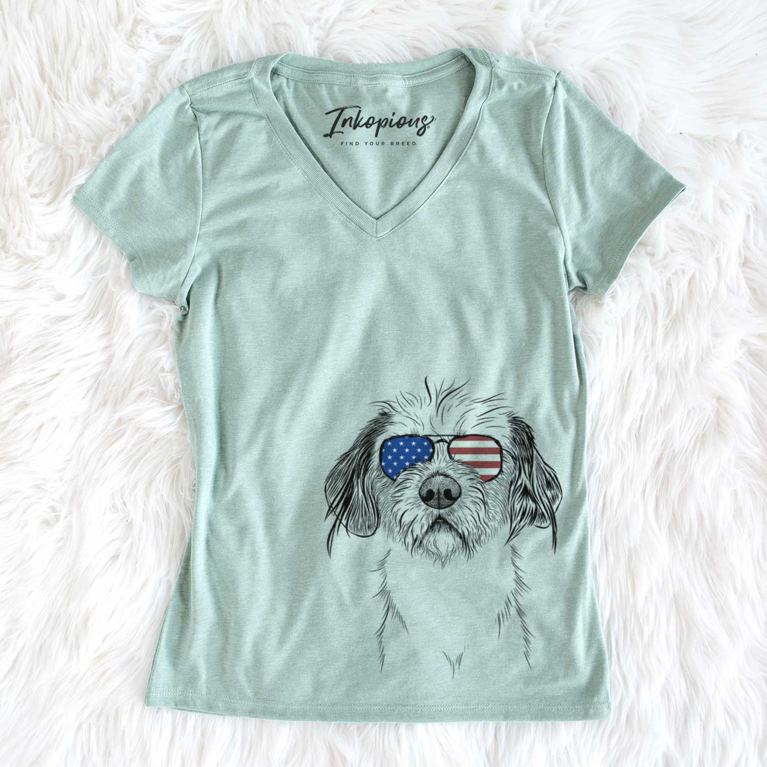 USA Tiny Tucker the Mixed Breed - Women's Perfect V-neck Shirt