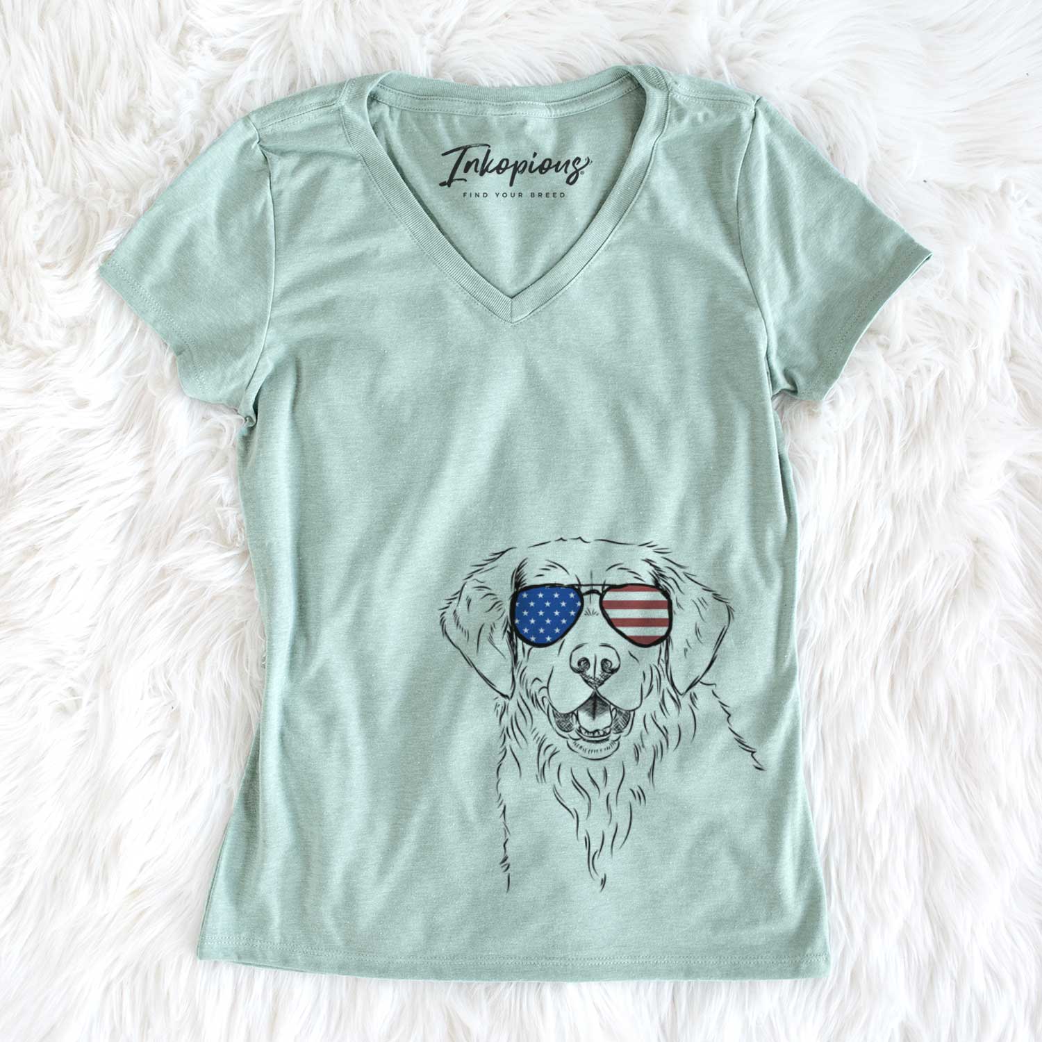 USA Toby the Golden Retriever - Women's Perfect V-neck Shirt