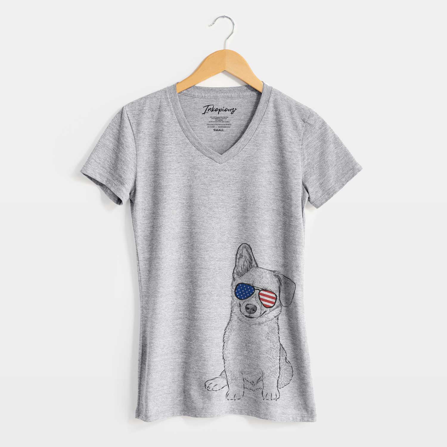 USA Toby the Corgi Puppy - Women's Perfect V-neck Shirt