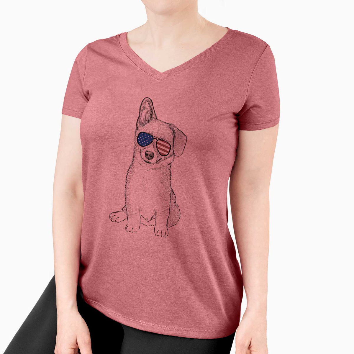 USA Toby the Corgi Puppy - Women's Perfect V-neck Shirt