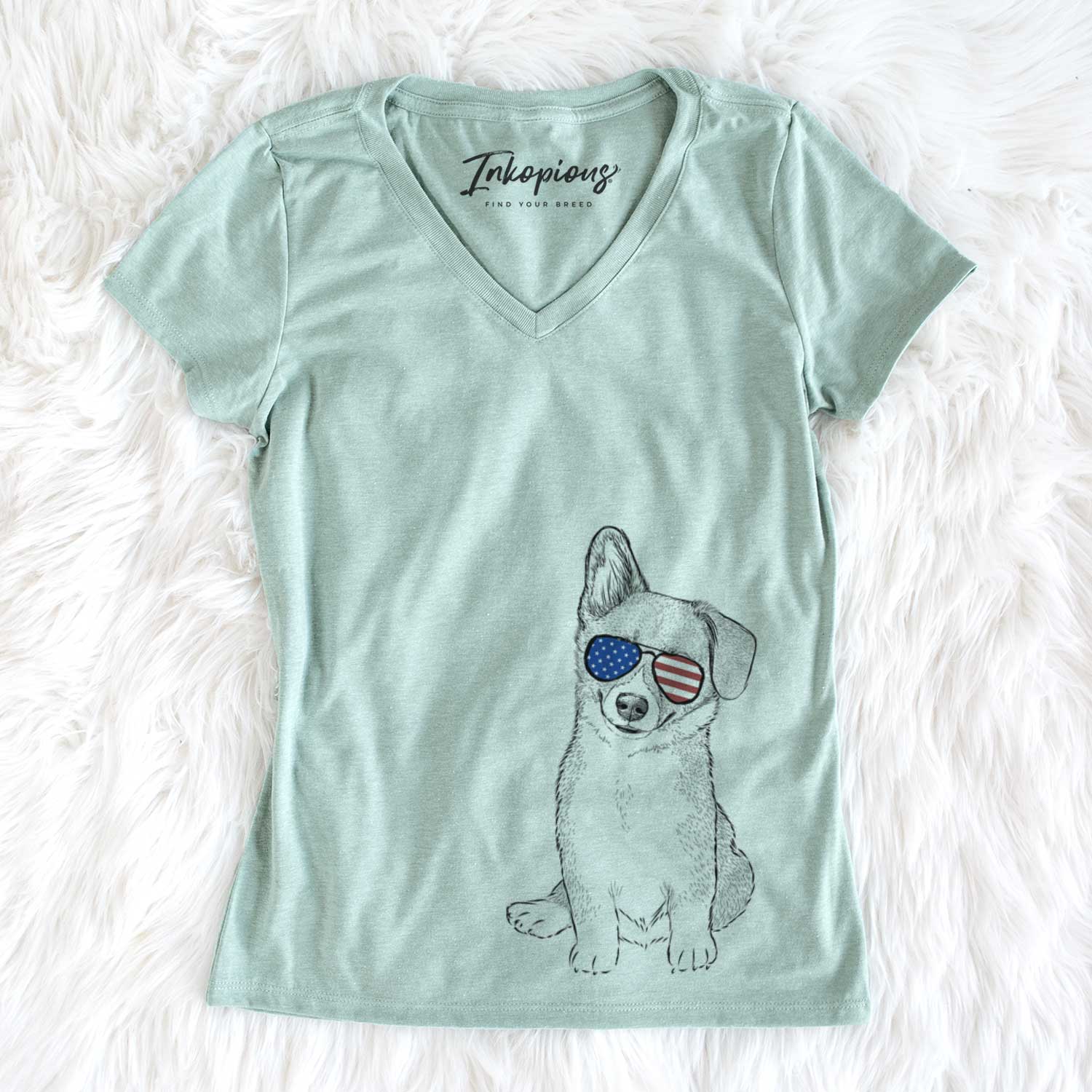 USA Toby the Corgi Puppy - Women's Perfect V-neck Shirt