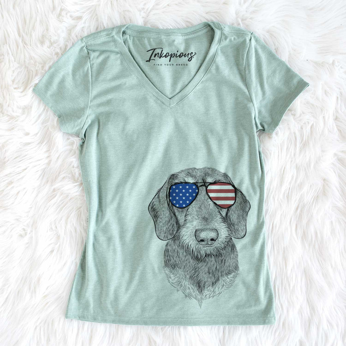 USA Truman the Wirehaired Dachshund - Women's Perfect V-neck Shirt