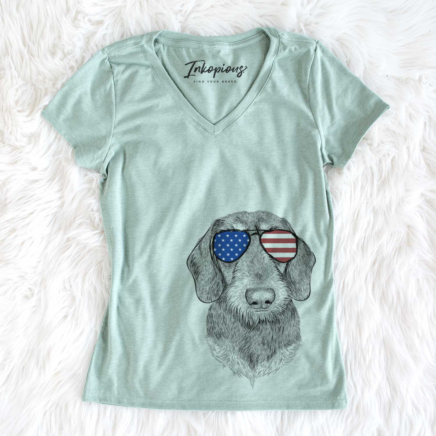 USA Truman the Wirehaired Dachshund - Women's Perfect V-neck Shirt