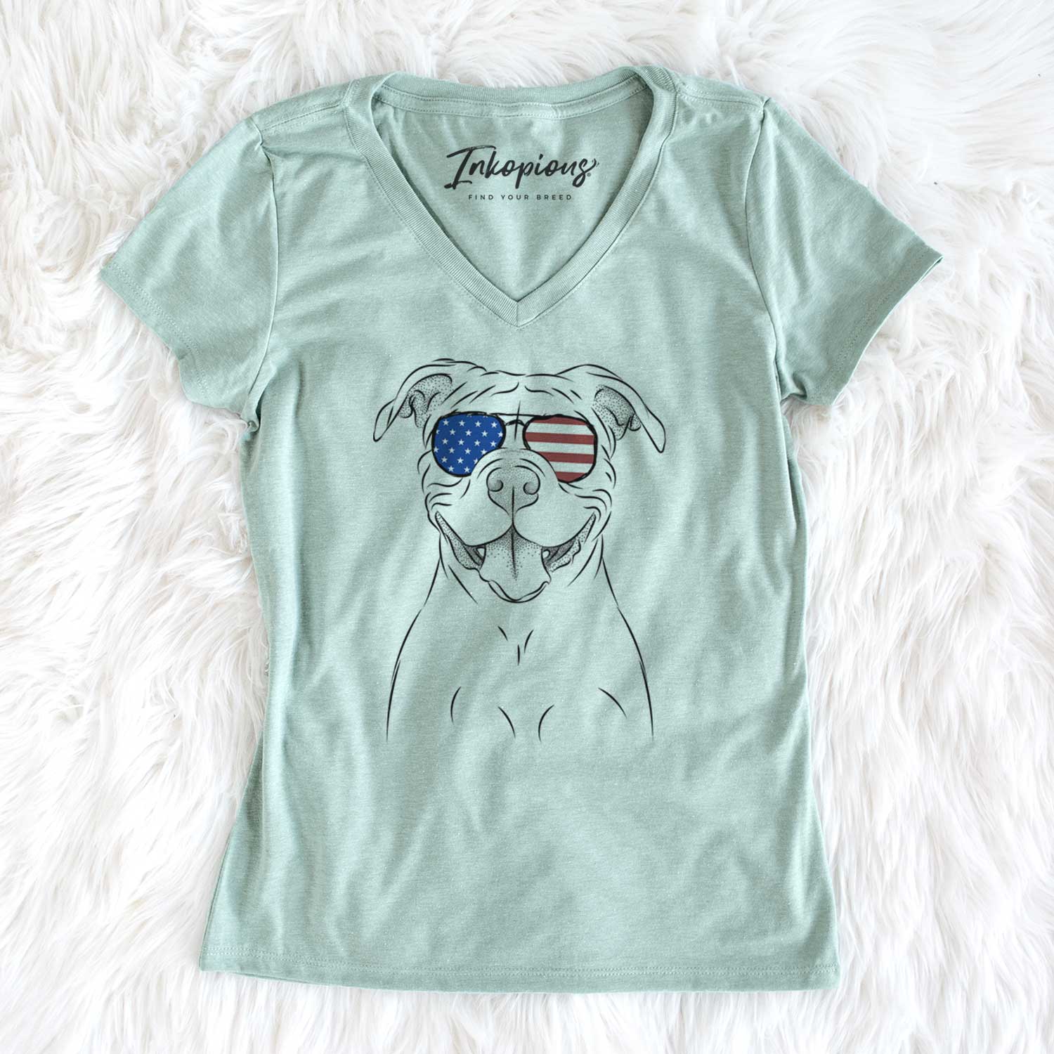 USA Tyson the American Bulldog - Women's Perfect V-neck Shirt