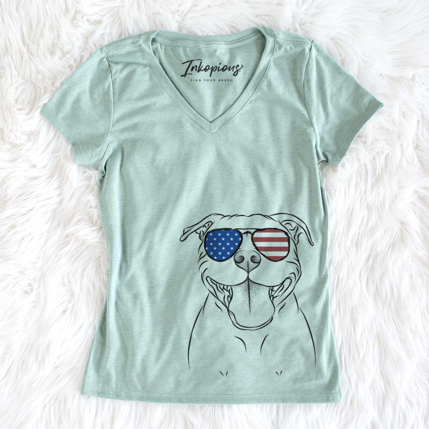 USA Wafer the Staffordshire Bull Terrier - Women's Perfect V-neck Shirt