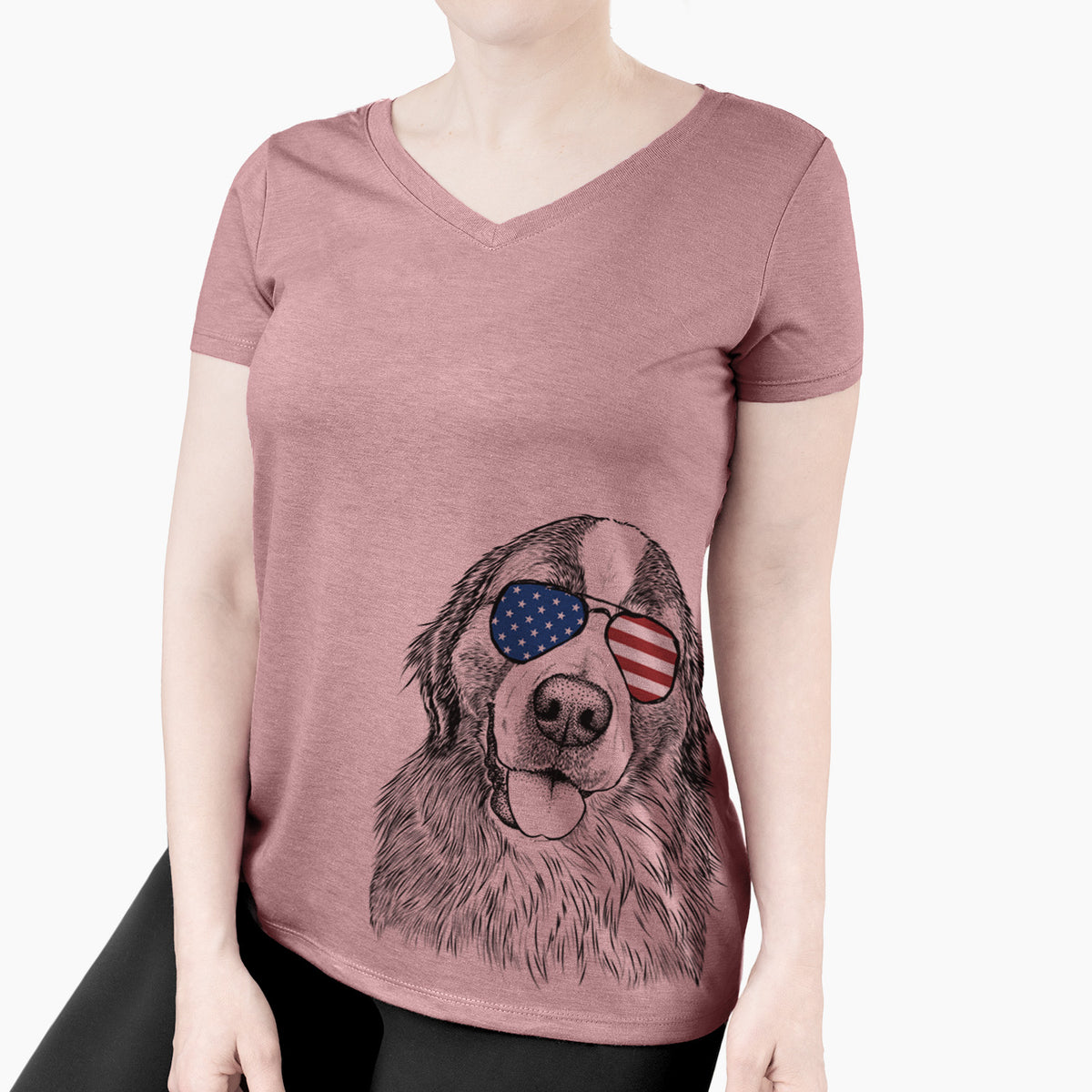 USA Walter the Bernese Mountain Dog Mix - Women's Perfect V-neck Shirt