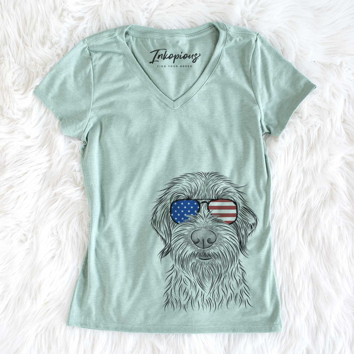 USA Wilkins the Wirehaired Pointing Griffon - Women's Perfect V-neck Shirt