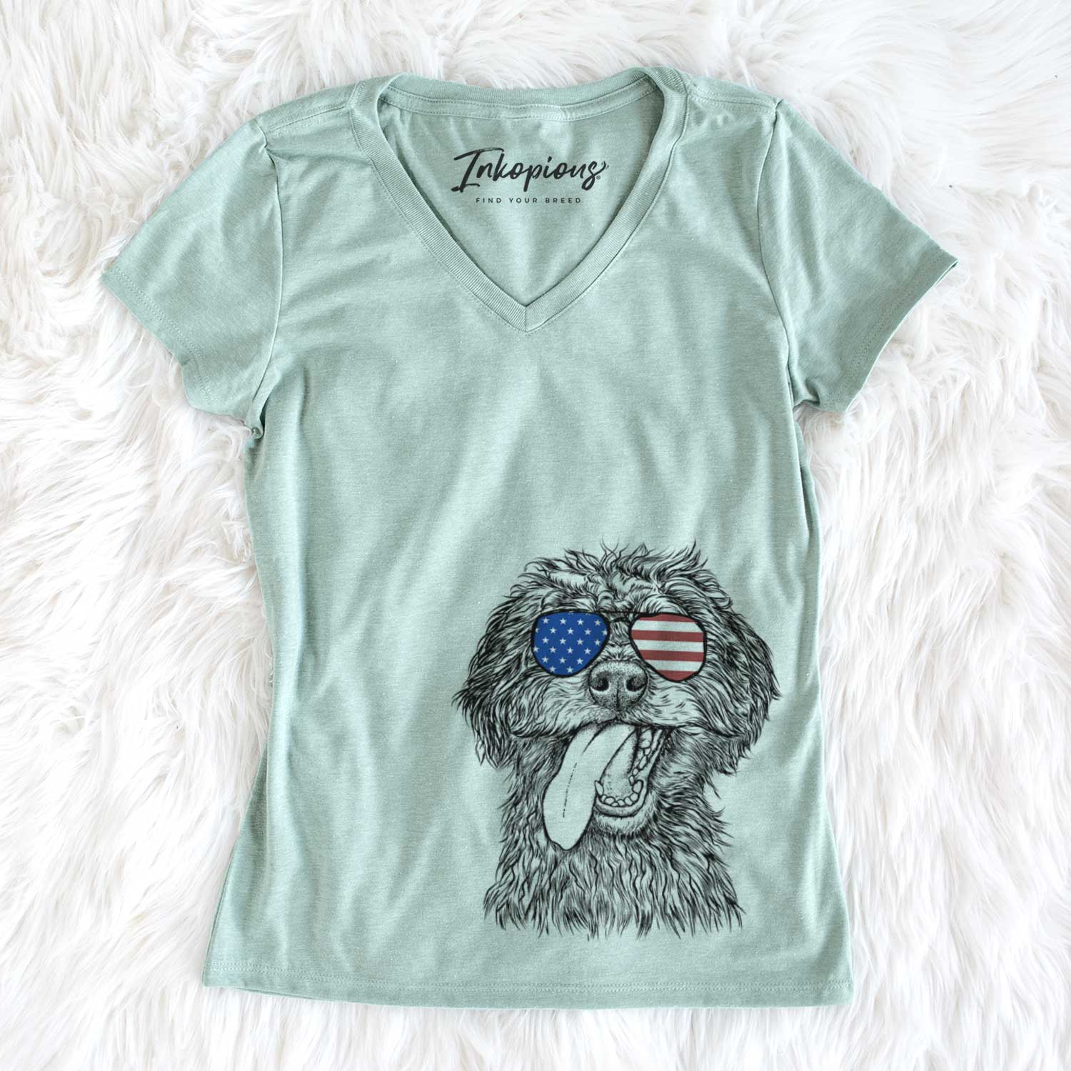 USA Winnie the Mini Aussiedoodle - Women's Perfect V-neck Shirt