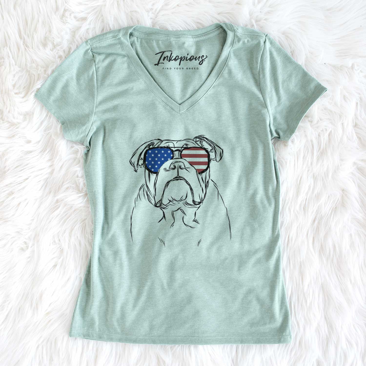 USA Winston the English Bulldog - Women's Perfect V-neck Shirt