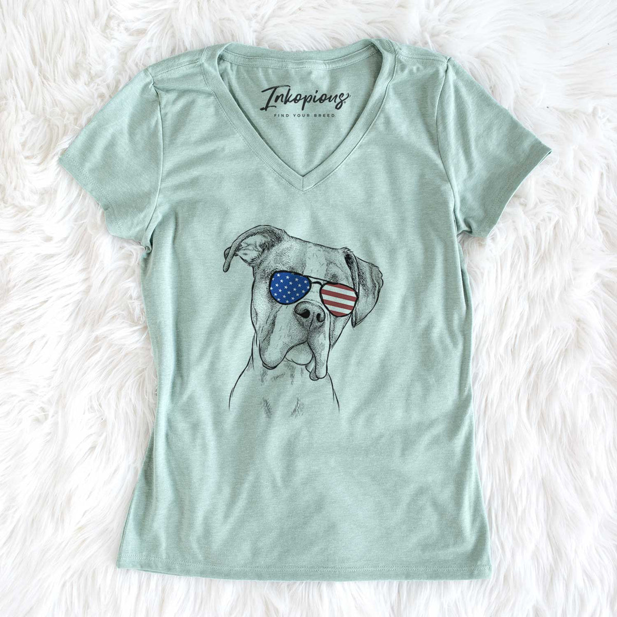 USA Winston the Boxer - Women's Perfect V-neck Shirt