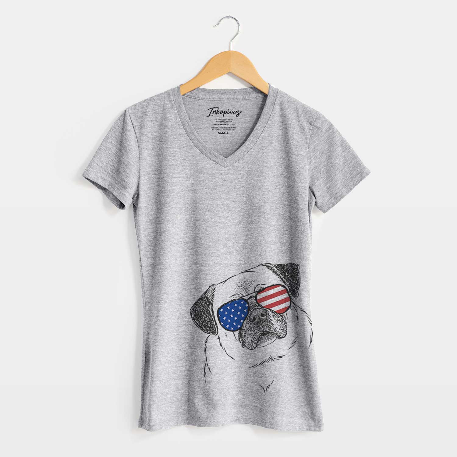 USA Zoey the Pug - Women's Perfect V-neck Shirt