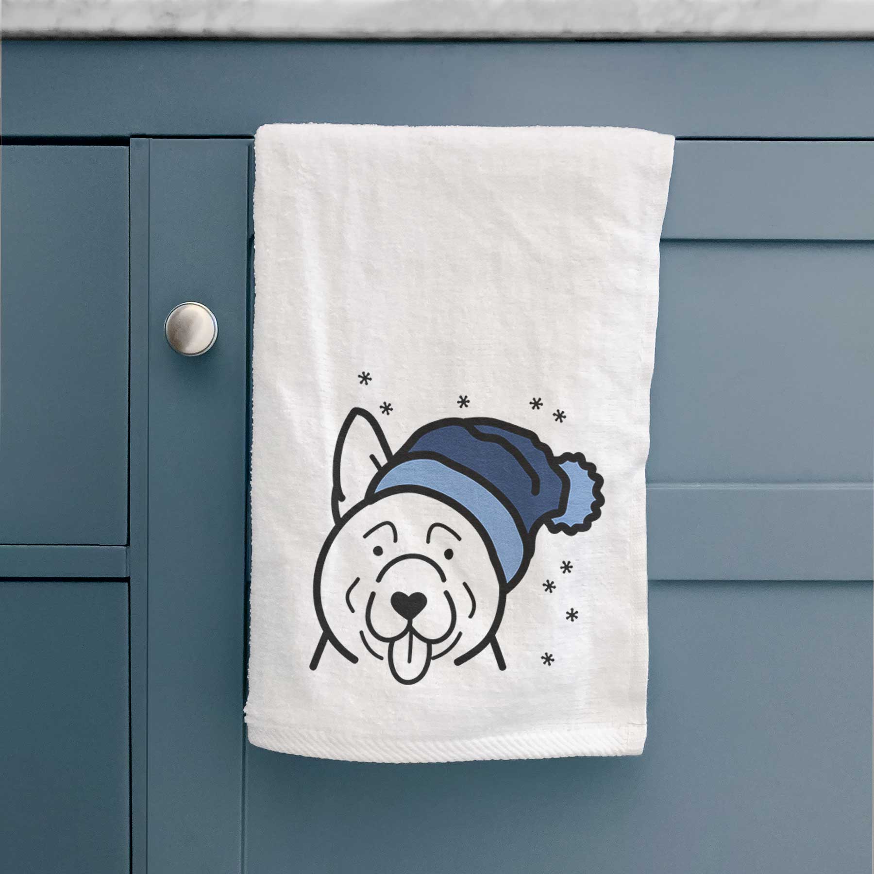 Frosty Akita - Decorative Hand Towel