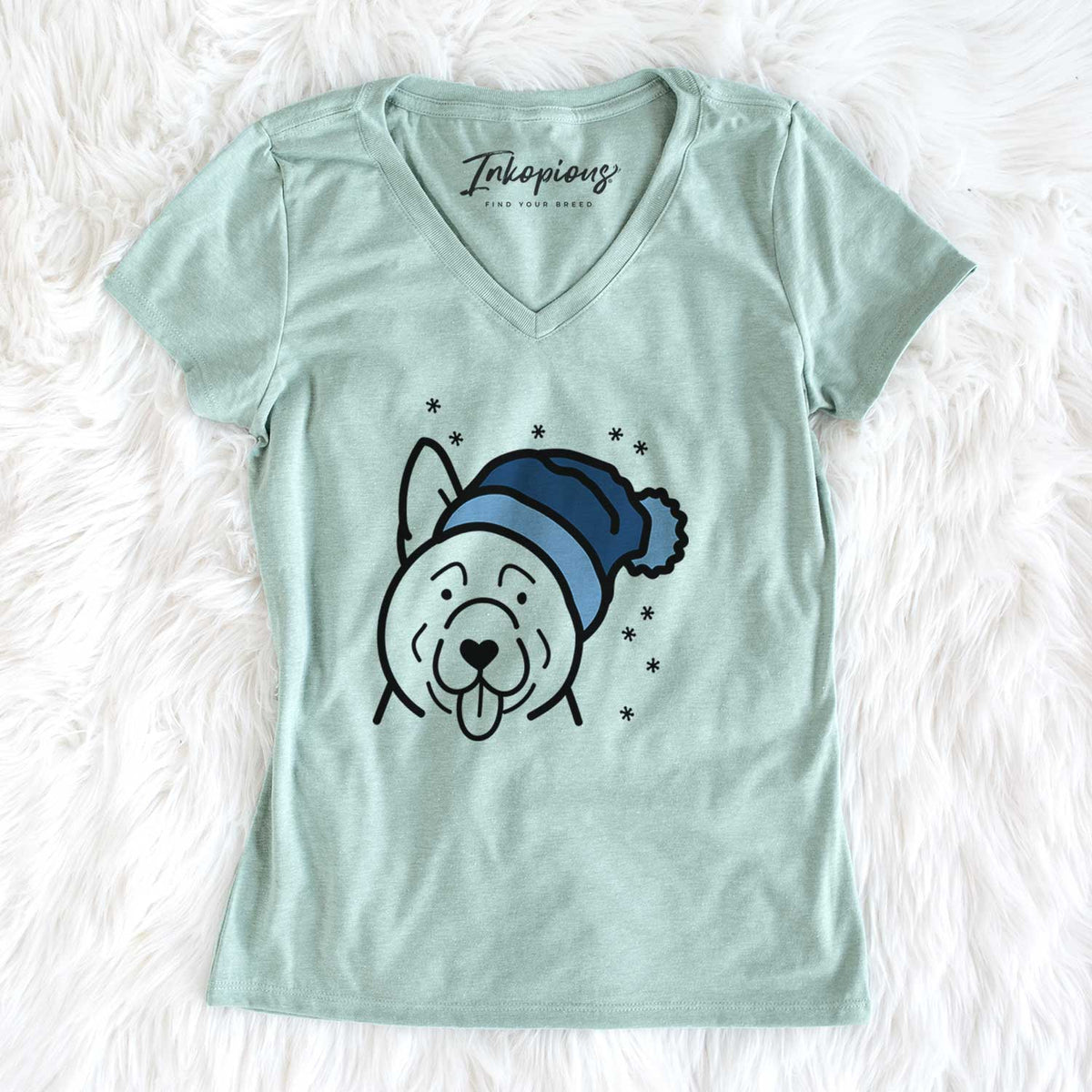 Frosty Akita - Women&#39;s V-neck Shirt