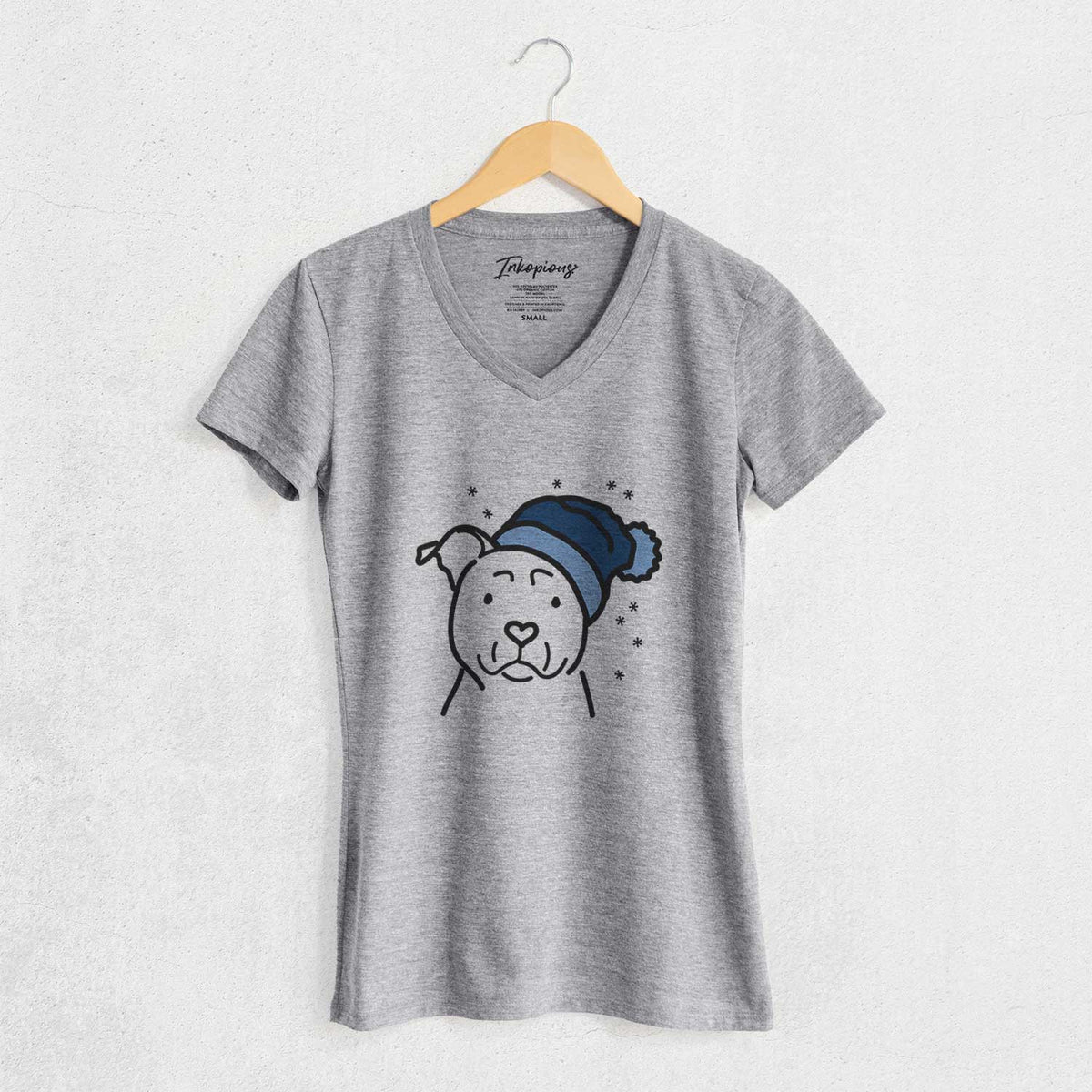 Frosty American Staffordshire Terrier - Women's V-neck Shirt