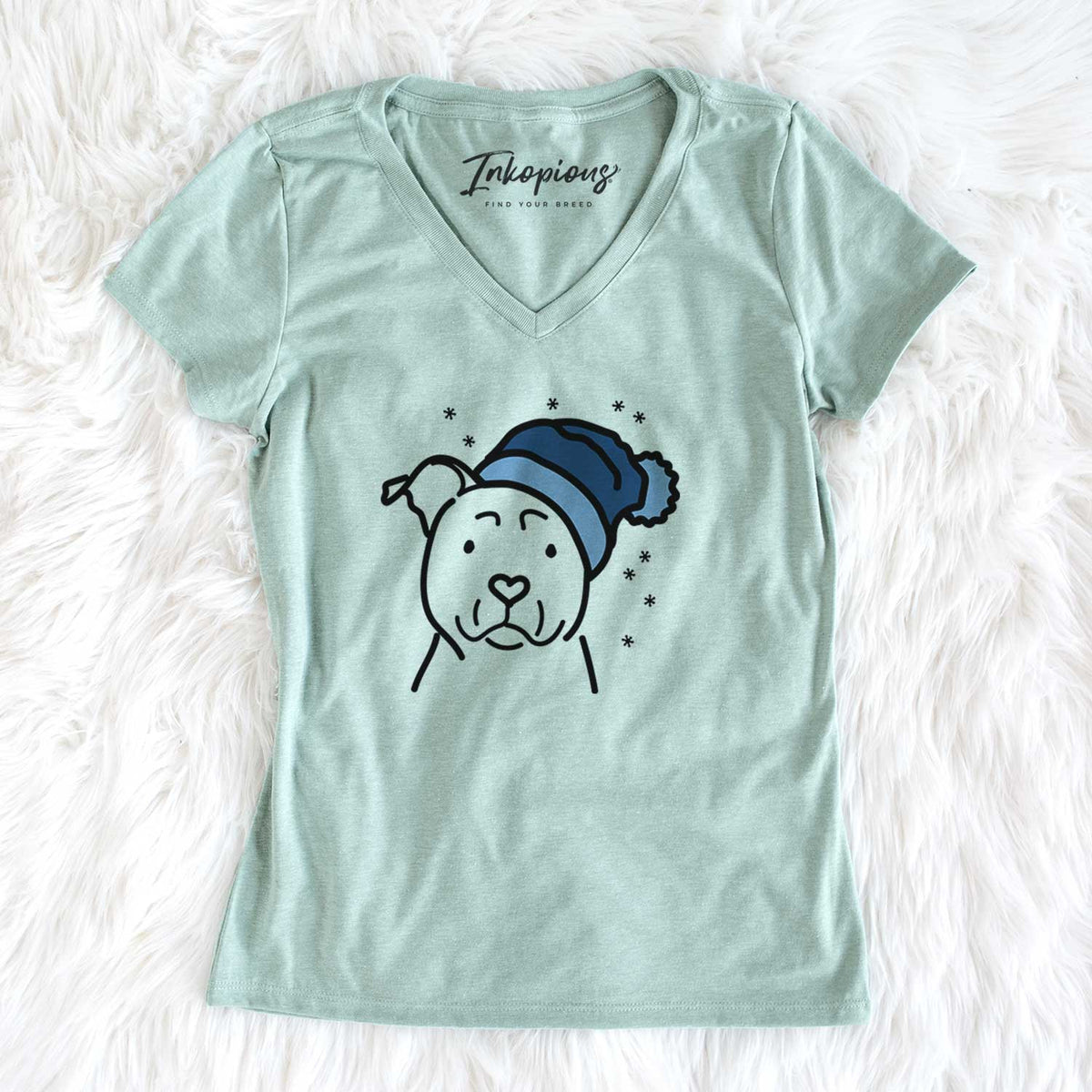 Frosty American Staffordshire Terrier - Women&#39;s V-neck Shirt