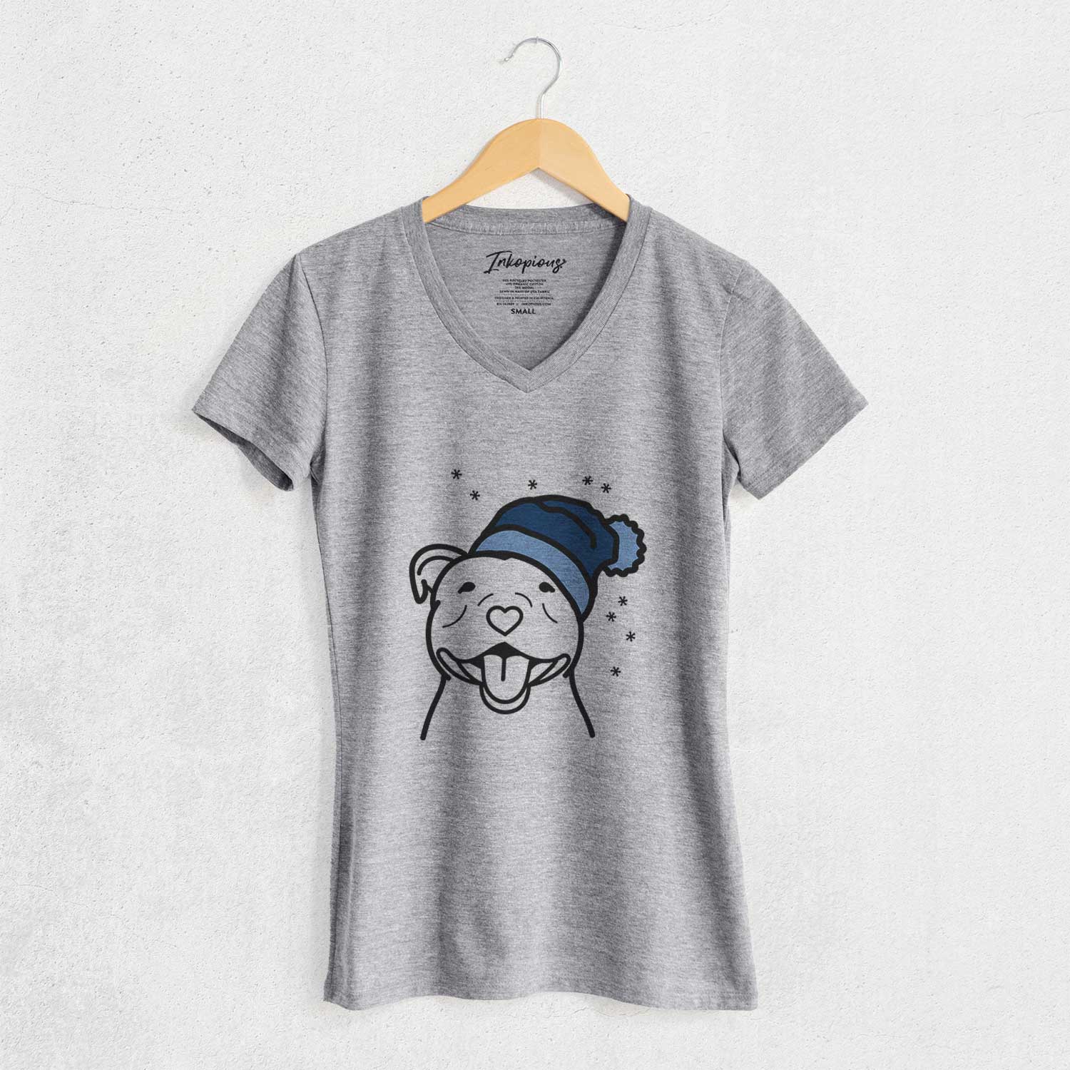 Frosty Happy American Staffordshire Terrier - Women's V-neck Shirt