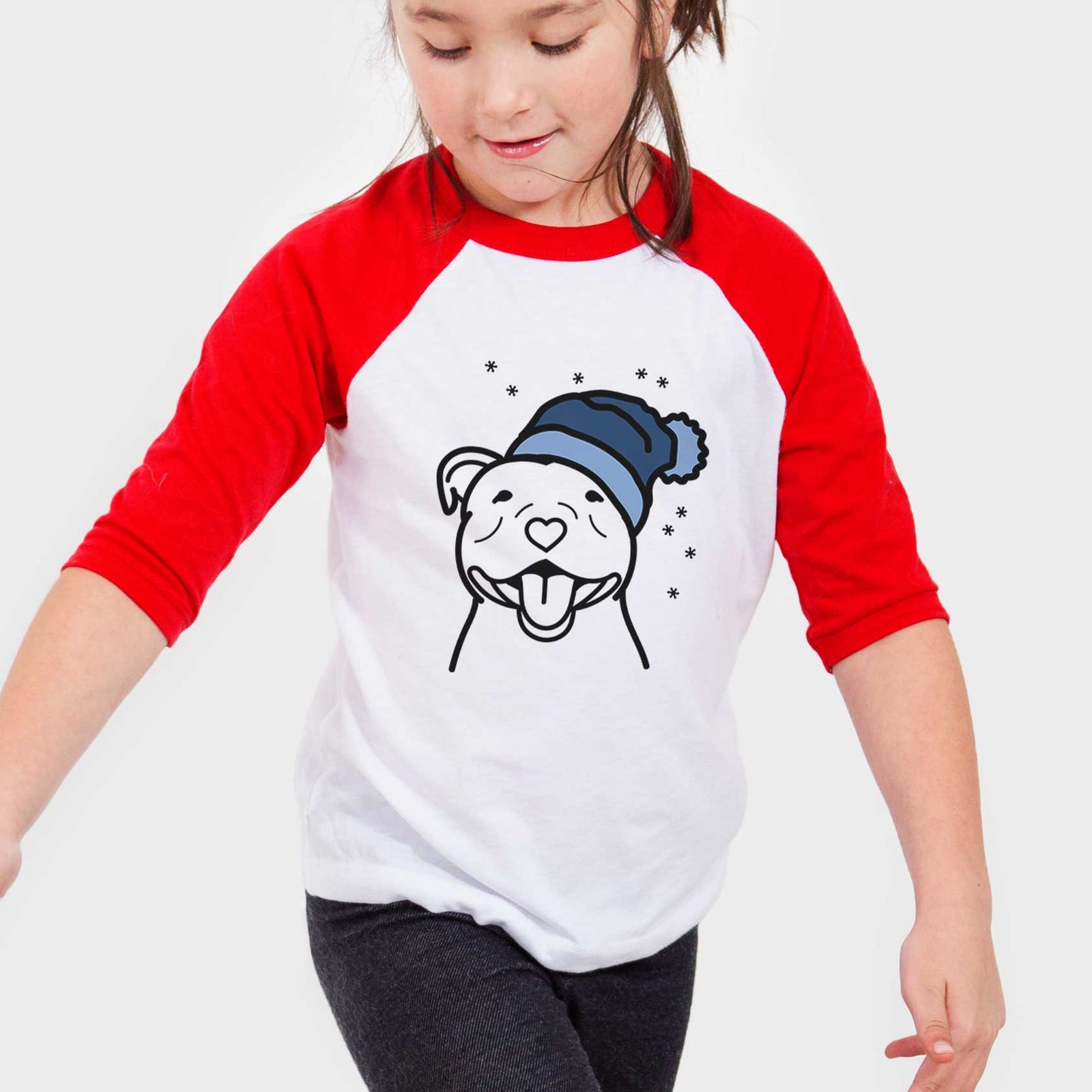 Frosty Happy American Staffordshire Terrier - Youth 3/4 Long Sleeve