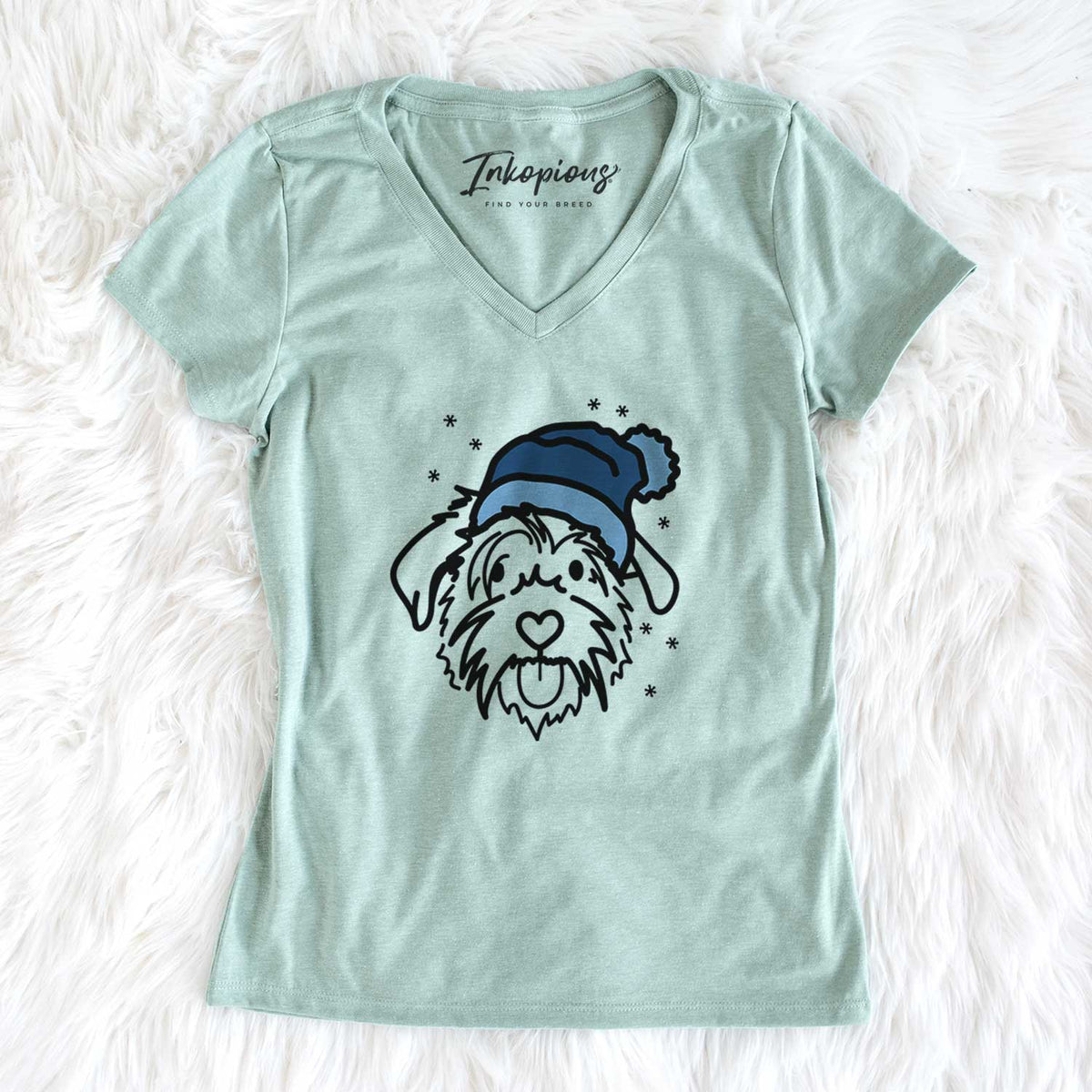 Frosty Scottish Terrier Border Collie Mix - Amal - Women&#39;s V-neck Shirt