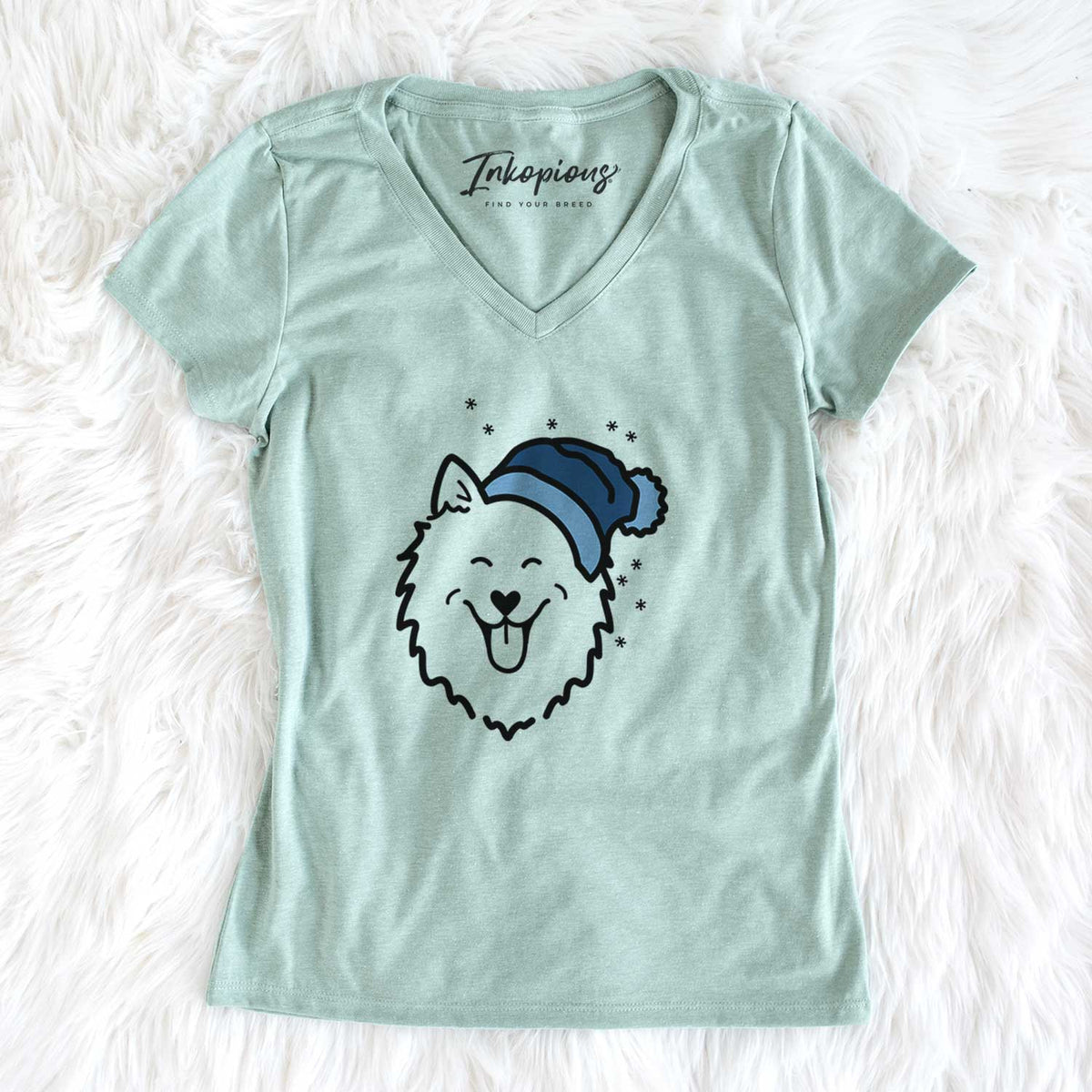 Frosty American Eskimo - Women&#39;s V-neck Shirt