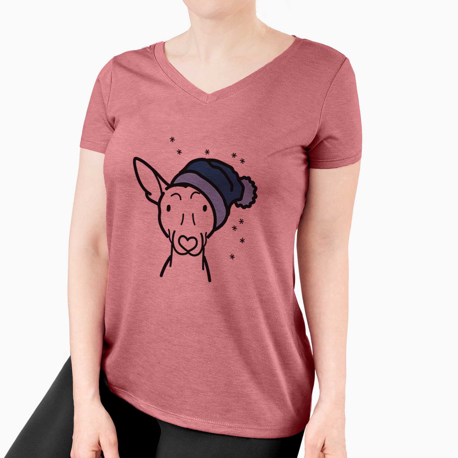 Frosty American Hairless Terrier - Women's V-neck Shirt