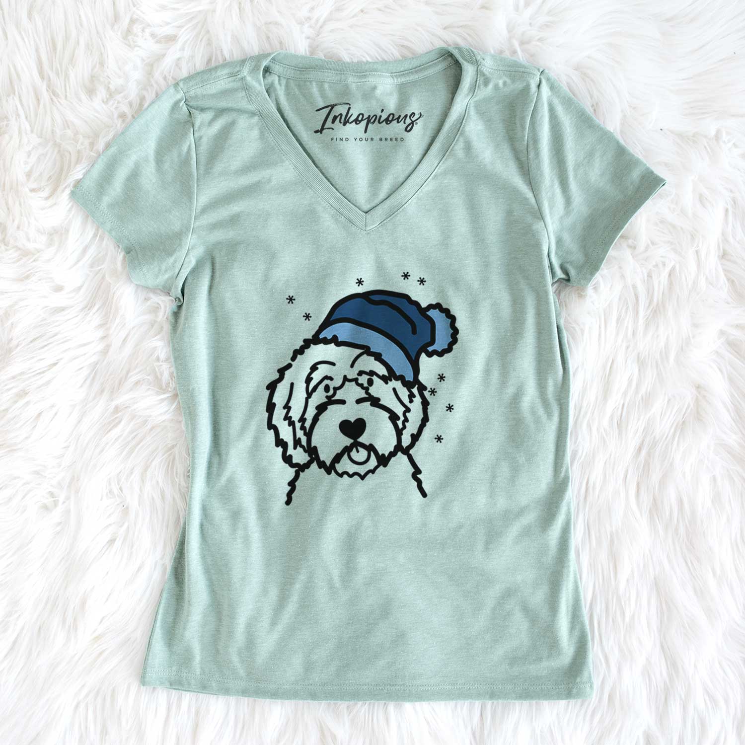 Frosty Aussiedoodle - Women's V-neck Shirt