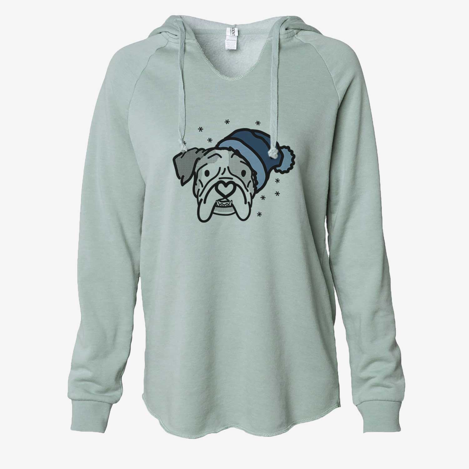 Frosty English Bulldog - Bailey - Cali Wave Hooded Sweatshirt
