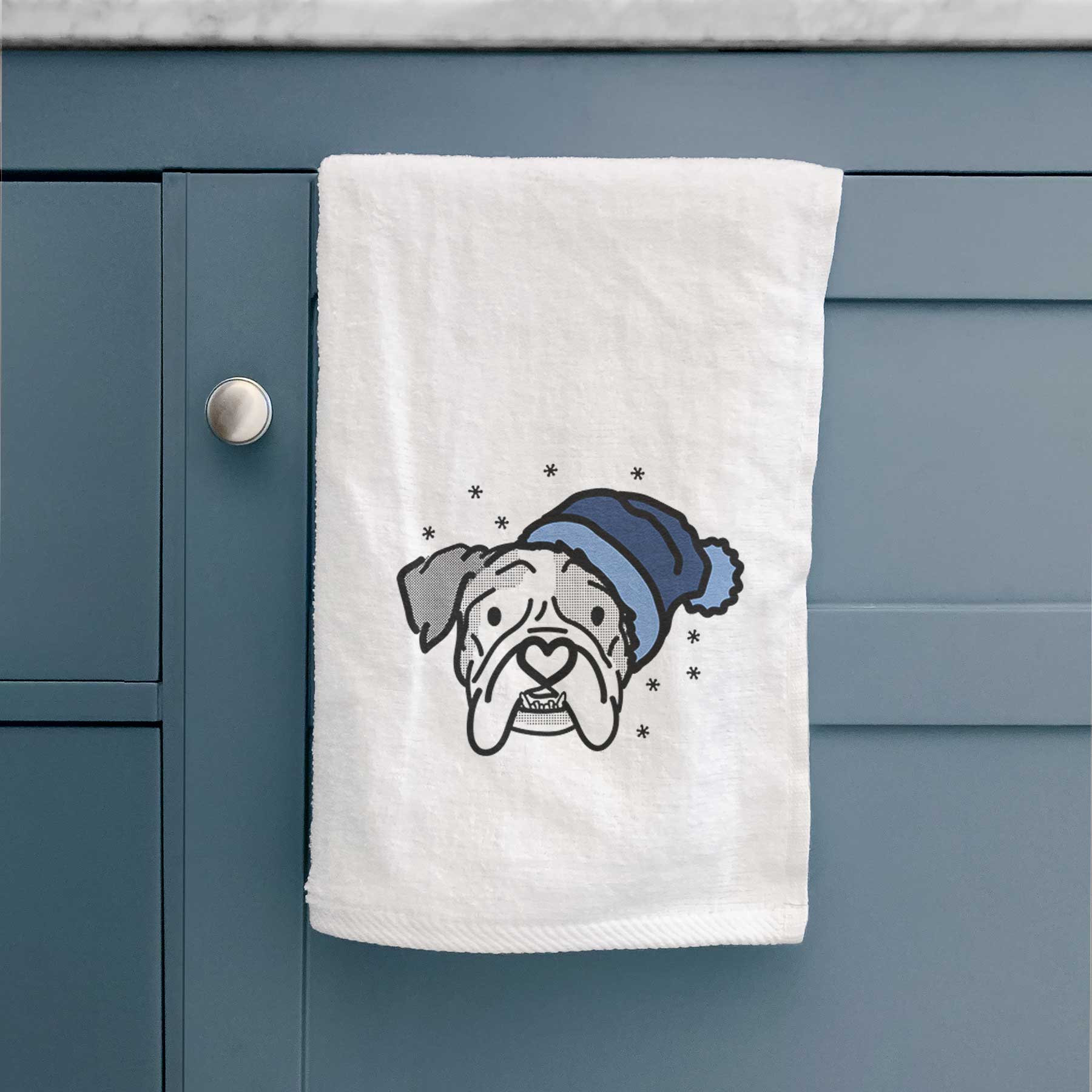 Frosty English Bulldog - Bailey - Decorative Hand Towel