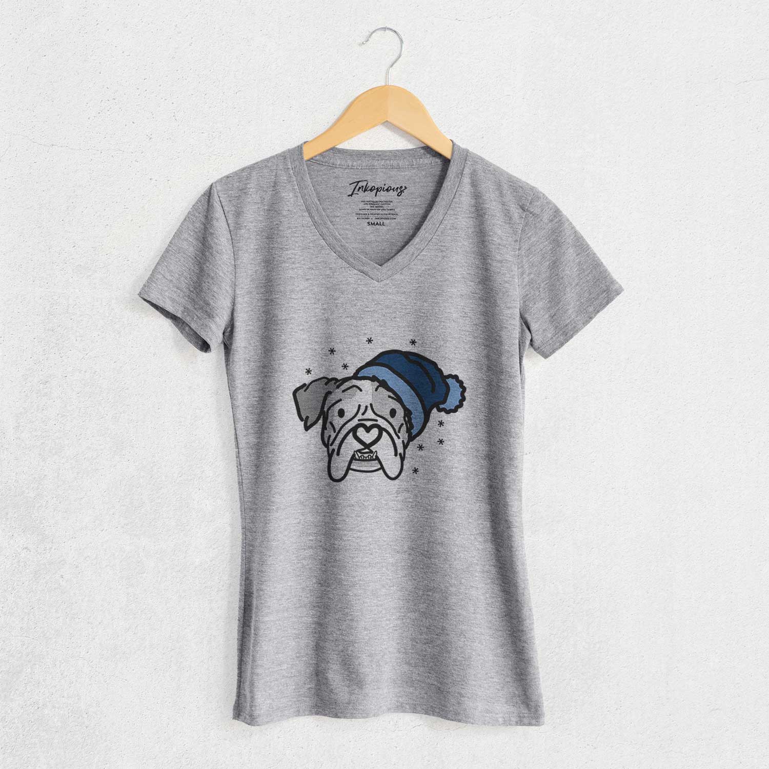 Frosty English Bulldog - Bailey - Women's V-neck Shirt