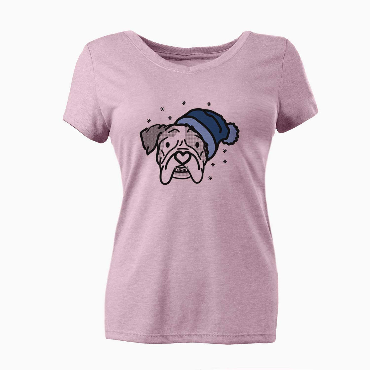 Frosty English Bulldog - Bailey - Women's V-neck Shirt