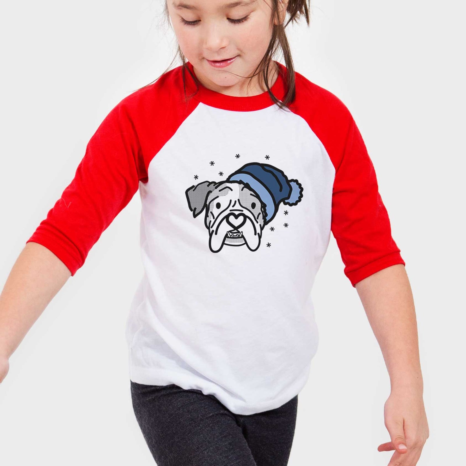 Frosty English Bulldog - Bailey - Youth 3/4 Long Sleeve