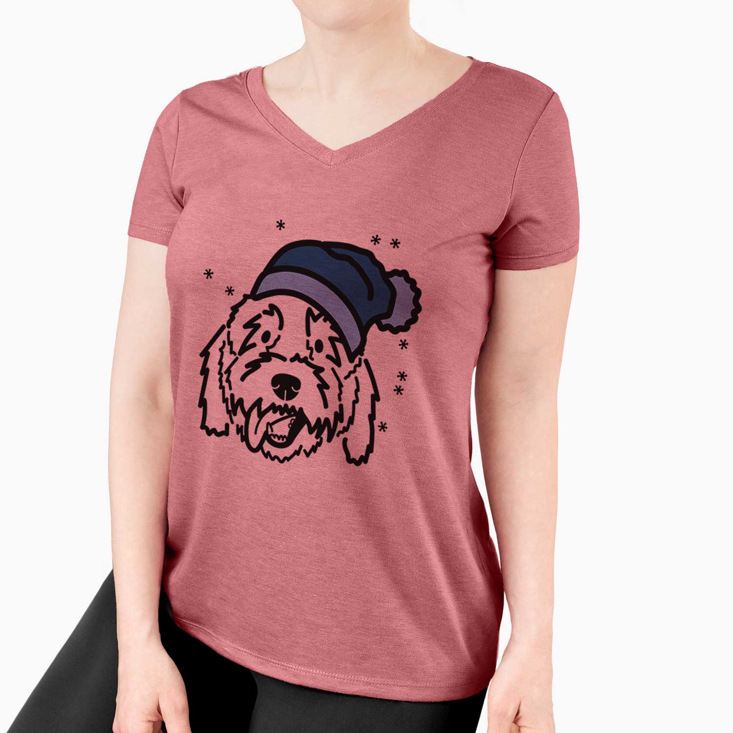 Frosty Goldendoodle - Barry - Women's V-neck Shirt