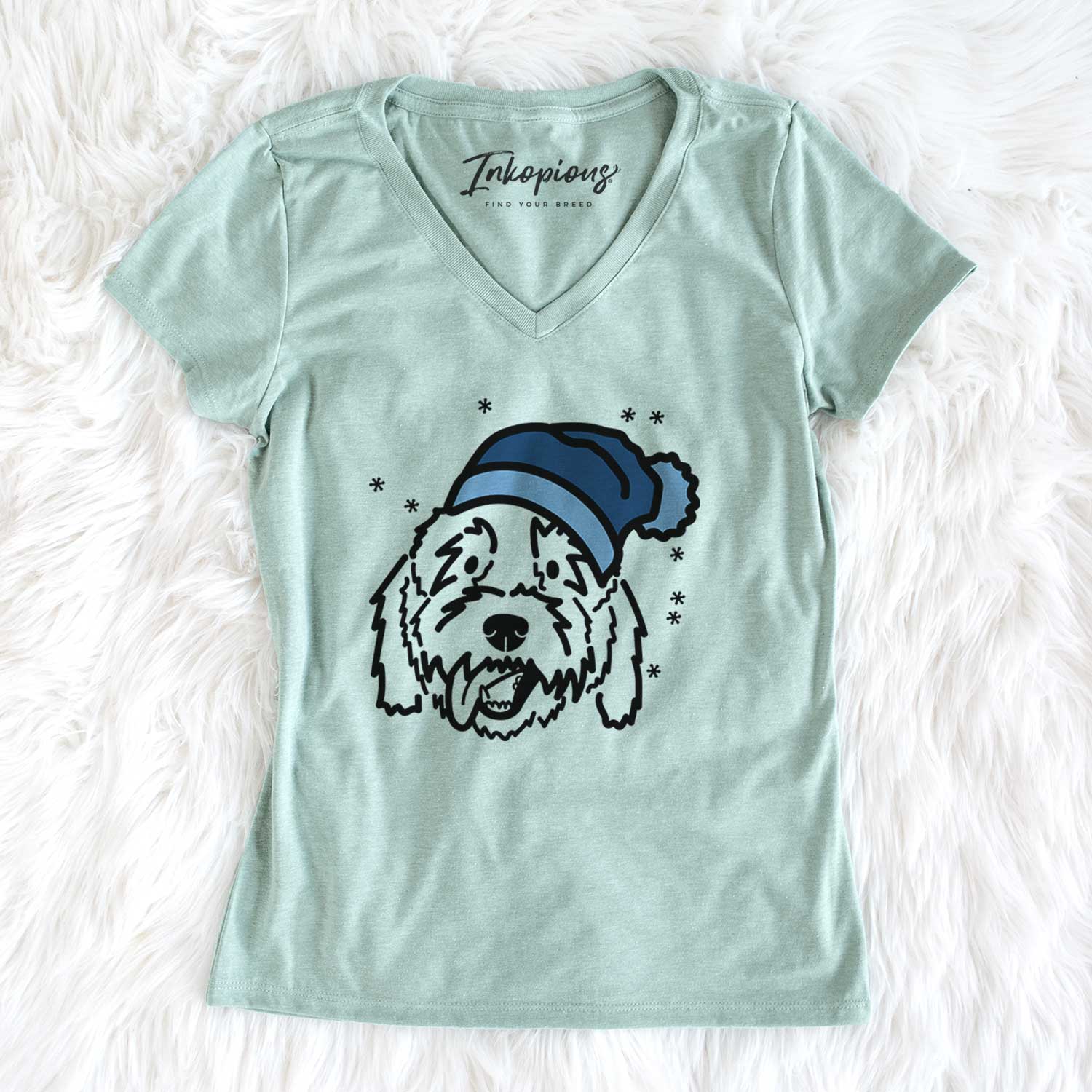 Frosty Goldendoodle - Barry - Women's V-neck Shirt
