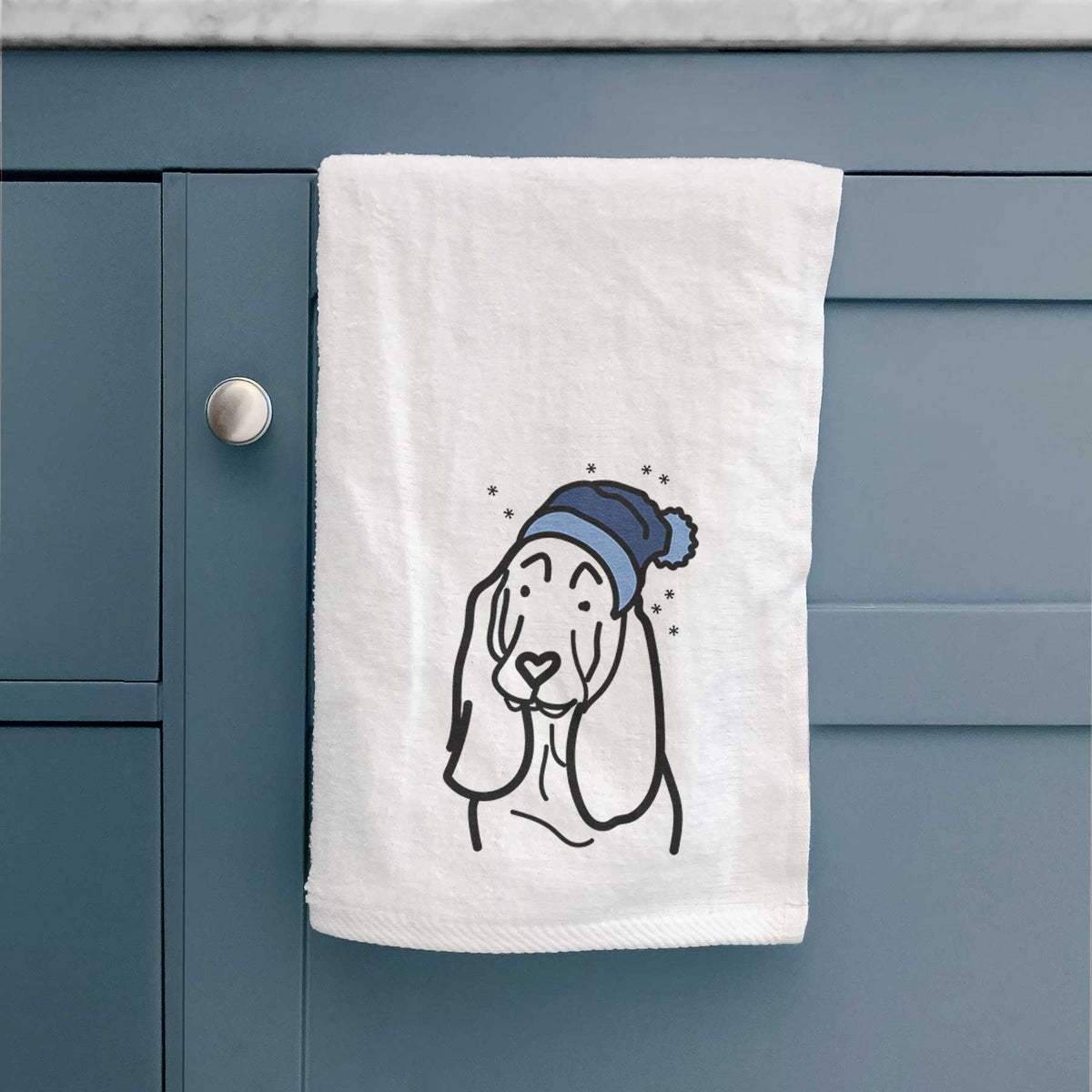 Frosty Basset Hound - Decorative Hand Towel