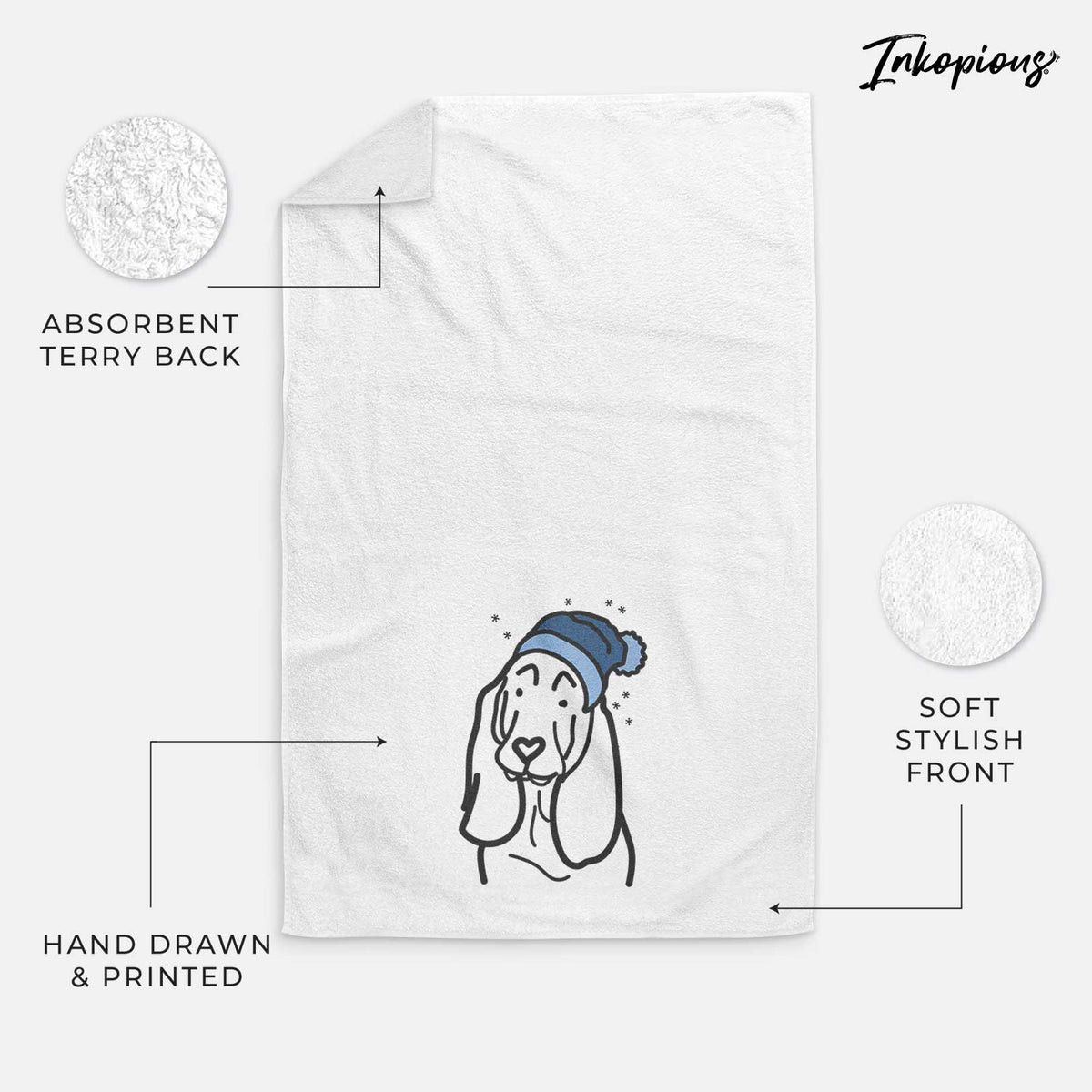 Frosty Basset Hound - Decorative Hand Towel
