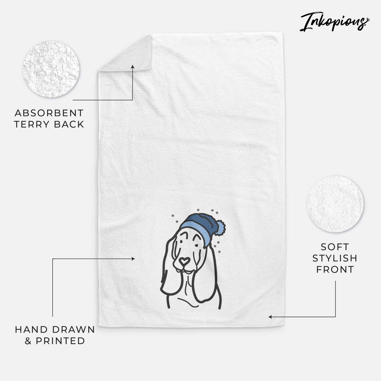 Frosty Basset Hound - Decorative Hand Towel