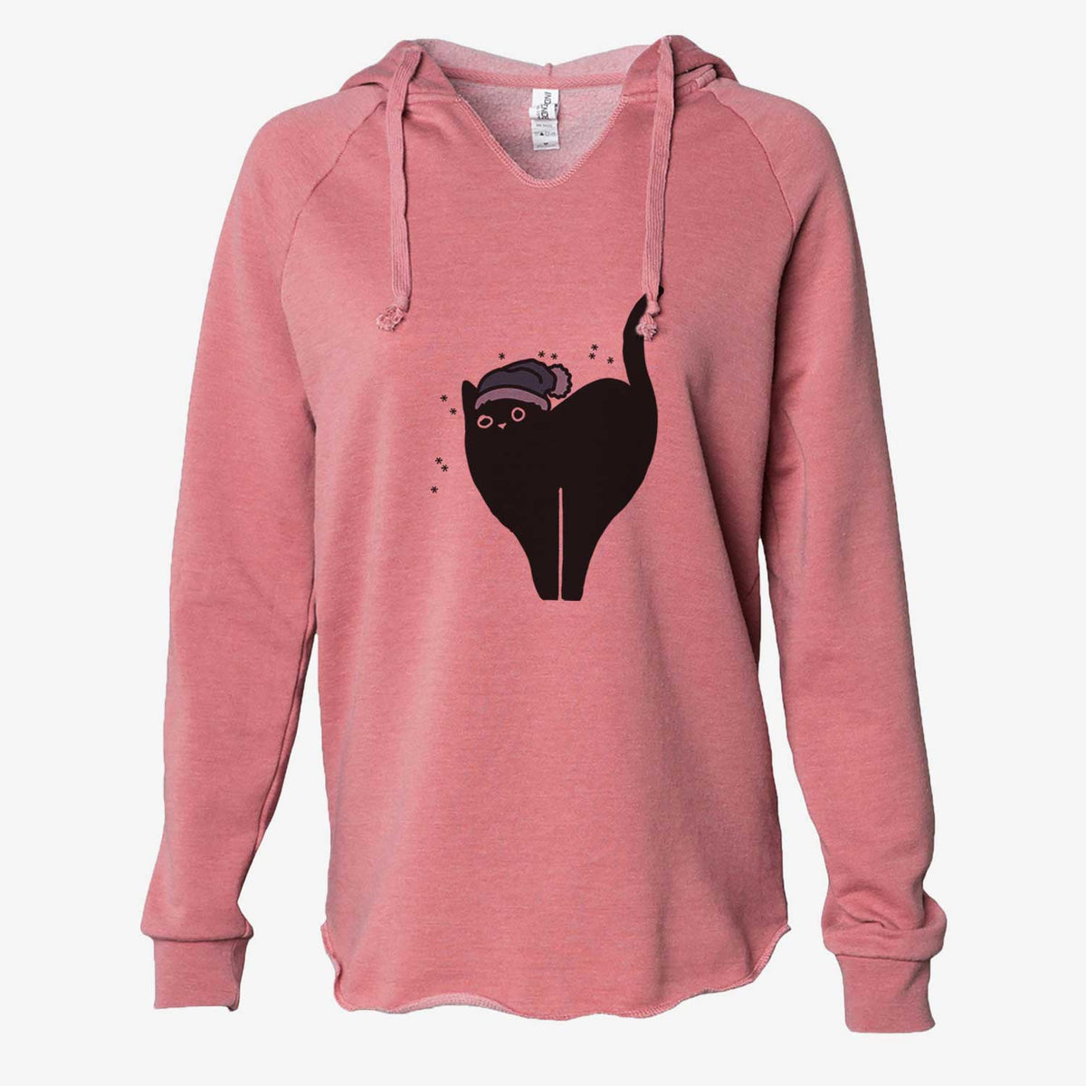 Frosty Black Cat - Bella - Cali Wave Hooded Sweatshirt