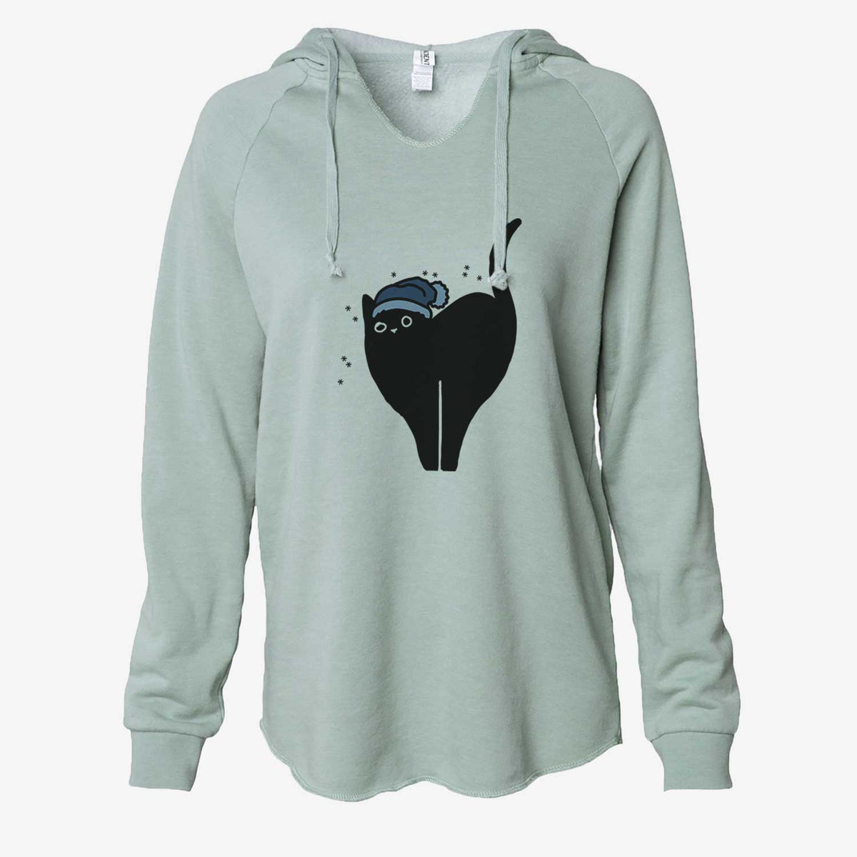 Frosty Black Cat - Bella - Cali Wave Hooded Sweatshirt