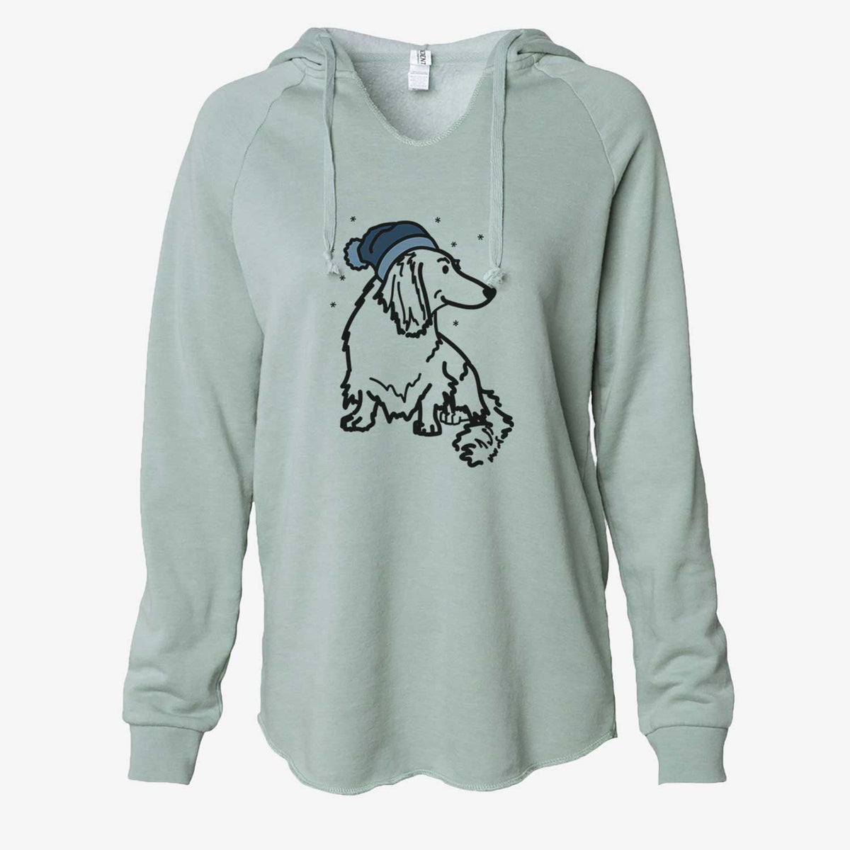 Frosty Dachshund - Bella - Cali Wave Hooded Sweatshirt