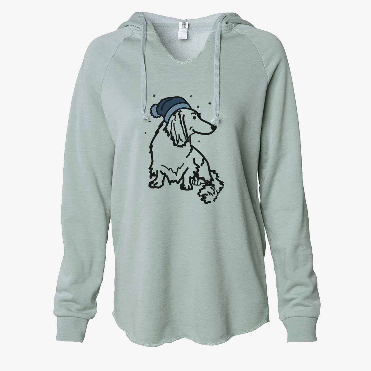 Frosty Dachshund - Bella - Cali Wave Hooded Sweatshirt