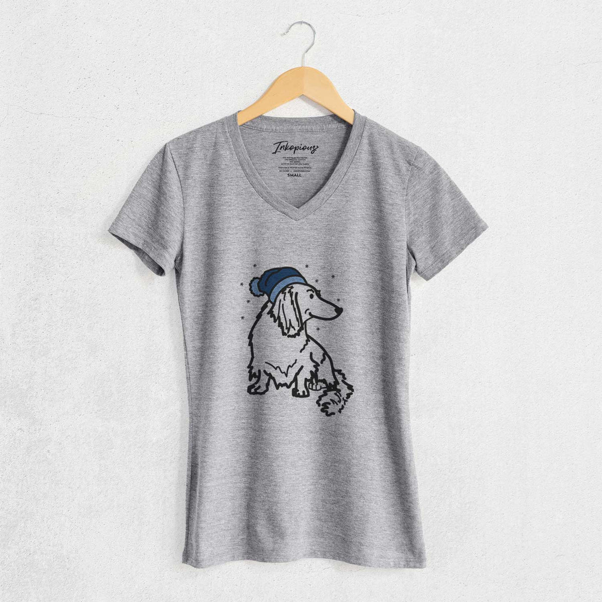 Frosty Dachshund - Bella - Women's V-neck Shirt