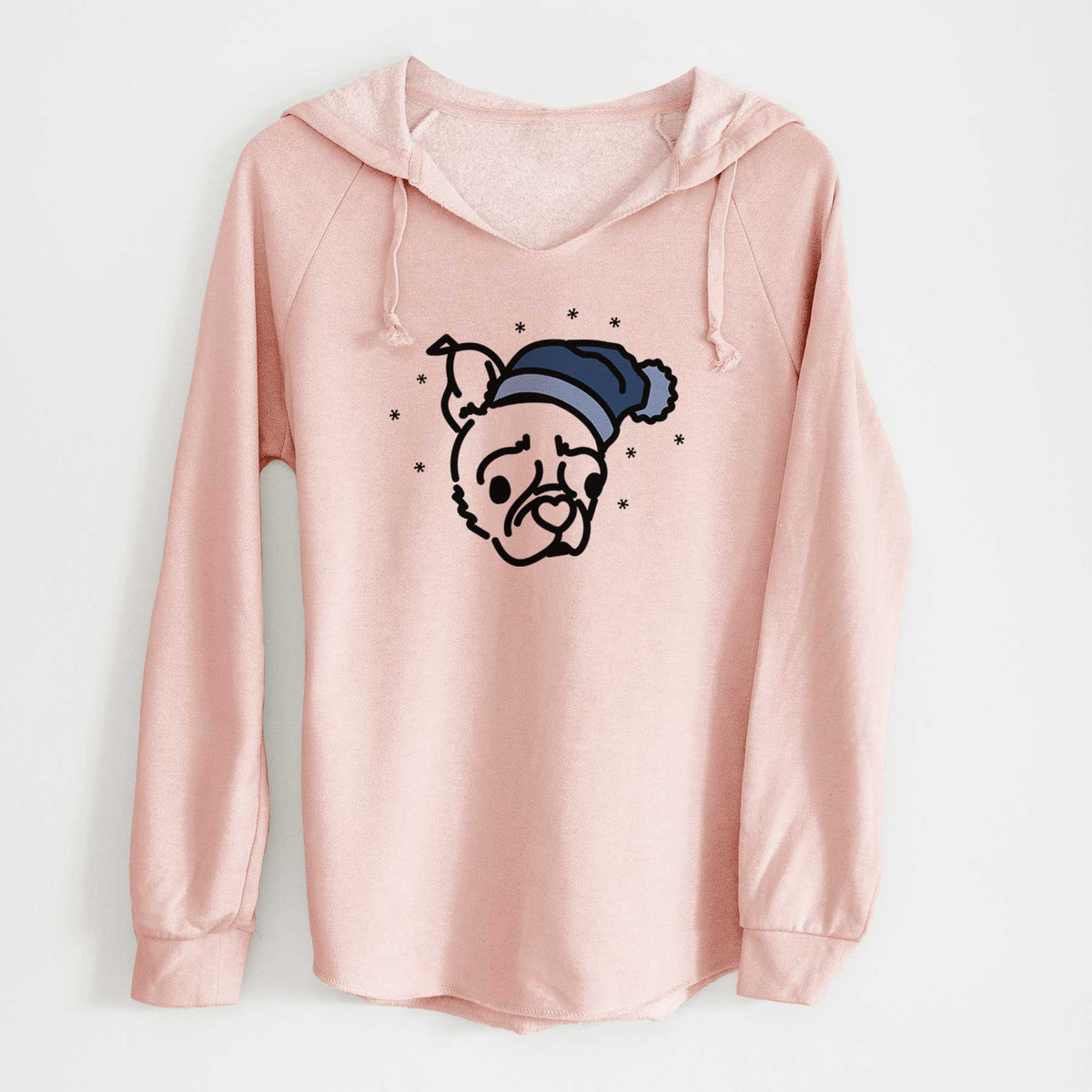 Frosty Pug Boston Terrier Mix - Bella - Cali Wave Hooded Sweatshirt