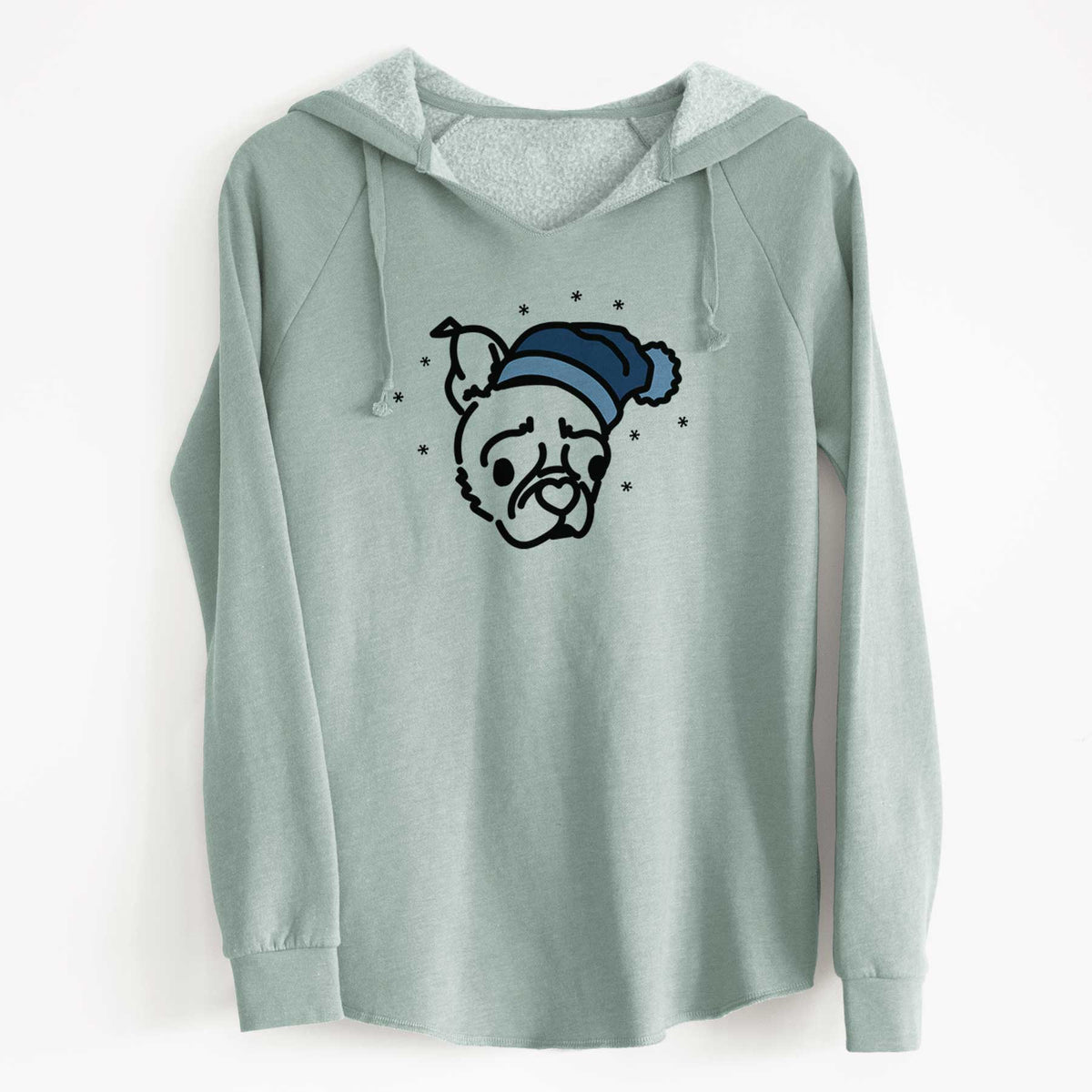 Frosty Pug Boston Terrier Mix - Bella - Cali Wave Hooded Sweatshirt