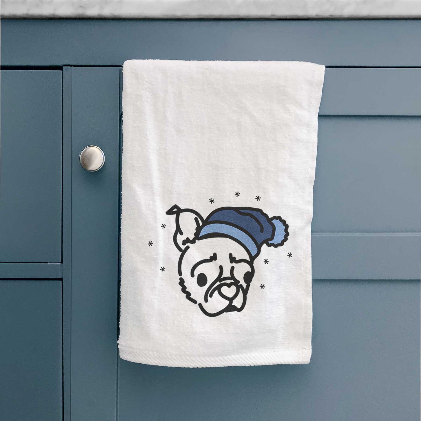 Frosty Pug Boston Terrier Mix - Bella - Decorative Hand Towel