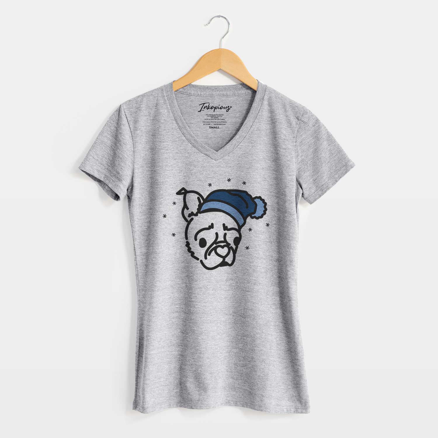 Frosty Pug Boston Terrier Mix - Bella - Women's V-neck Shirt